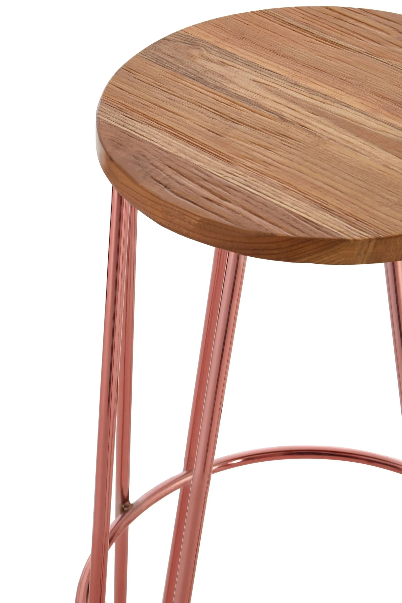 District Rose Gold Finish Wooden Top Bar Stool With Metal Legs - Seating, photo 7 of 7