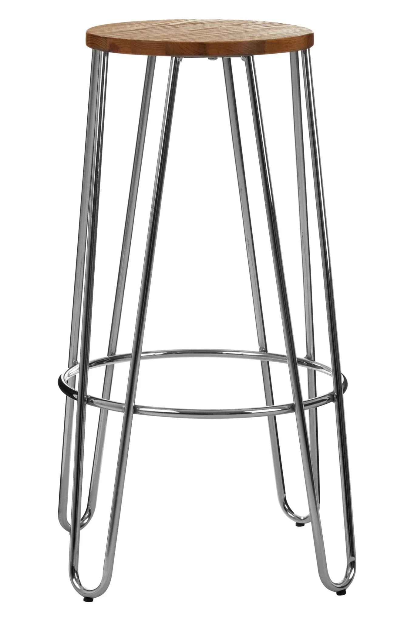 District Wood and Chrome Finish Hairpin Legs Bar Stool - Seating, photo 5 of 7