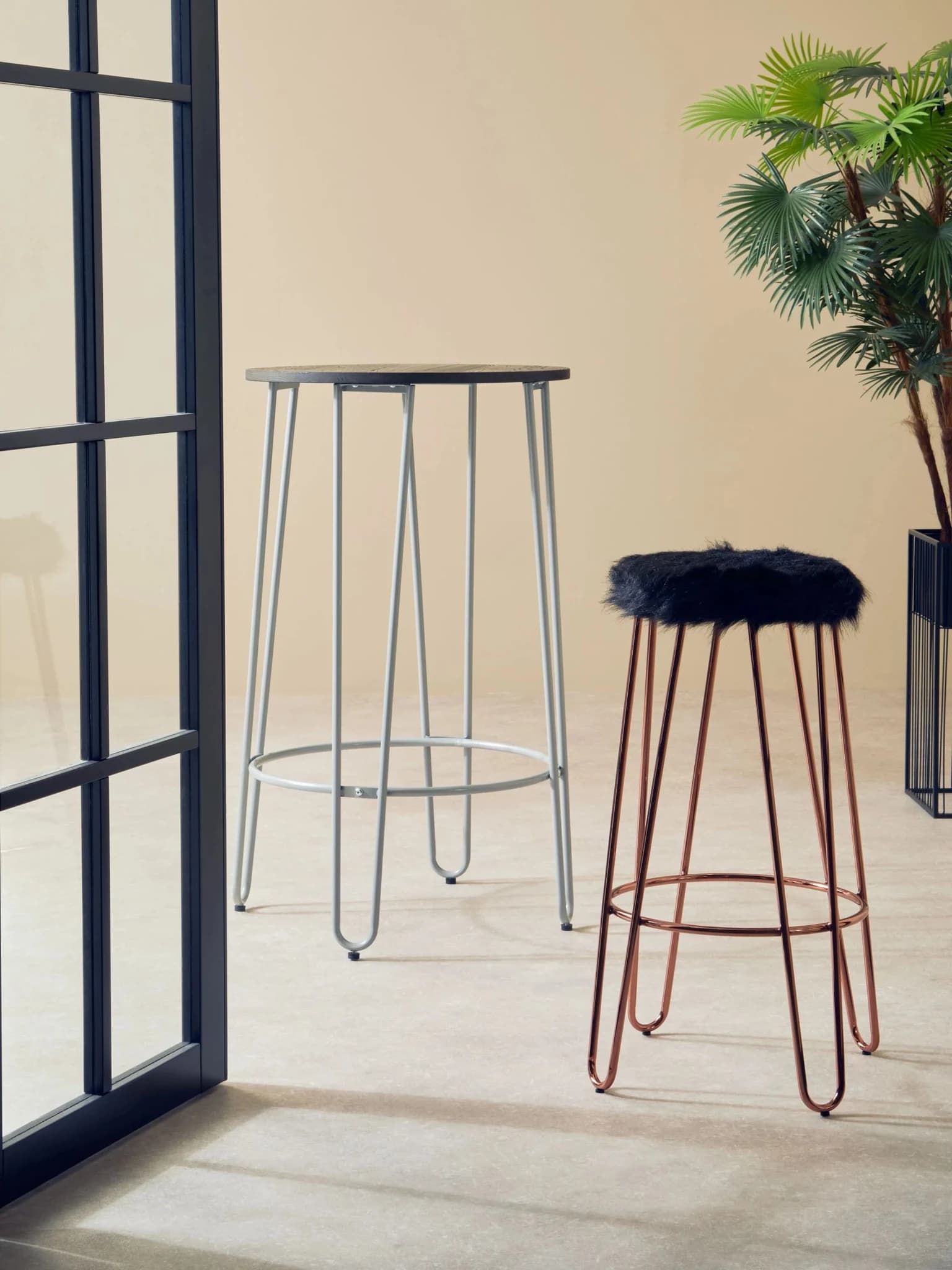 District Faux Fur Hairpin Bar Stool - Seating, photo 3 of 5
