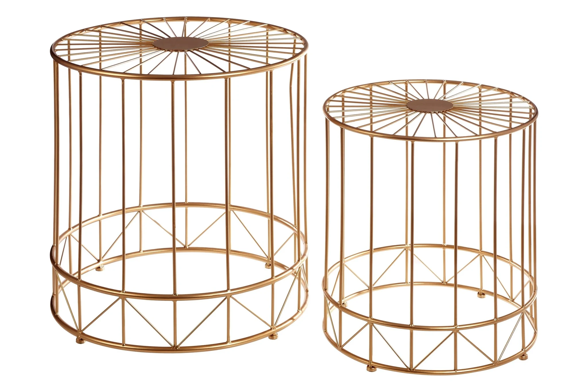 Lexi Gold Wire Frame Set of 2 Side Tables - Tables, photo 3 of 5