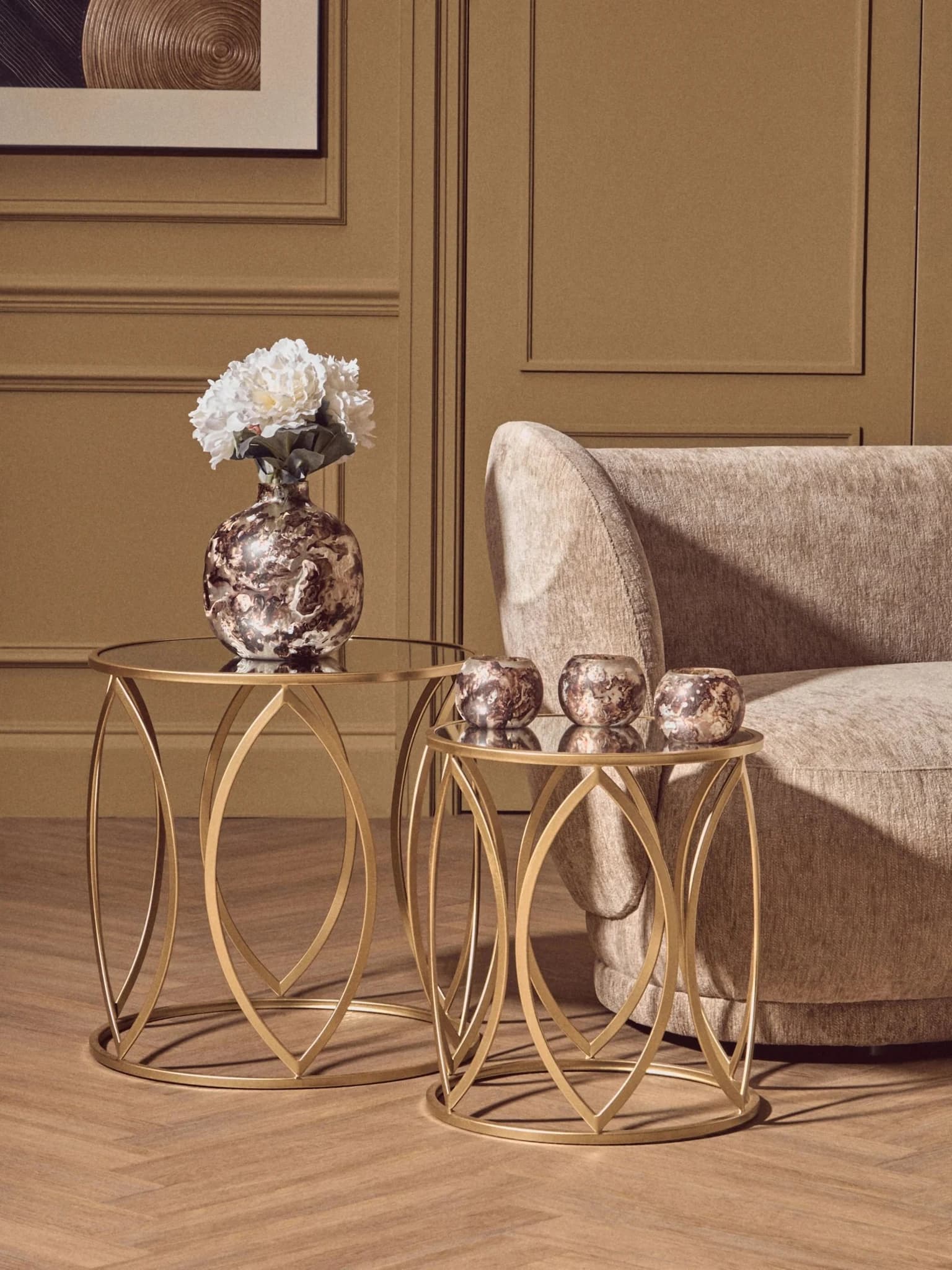 Arcana Set Of Two Gold Finish Side Tables - Tables, photo 5 of 8