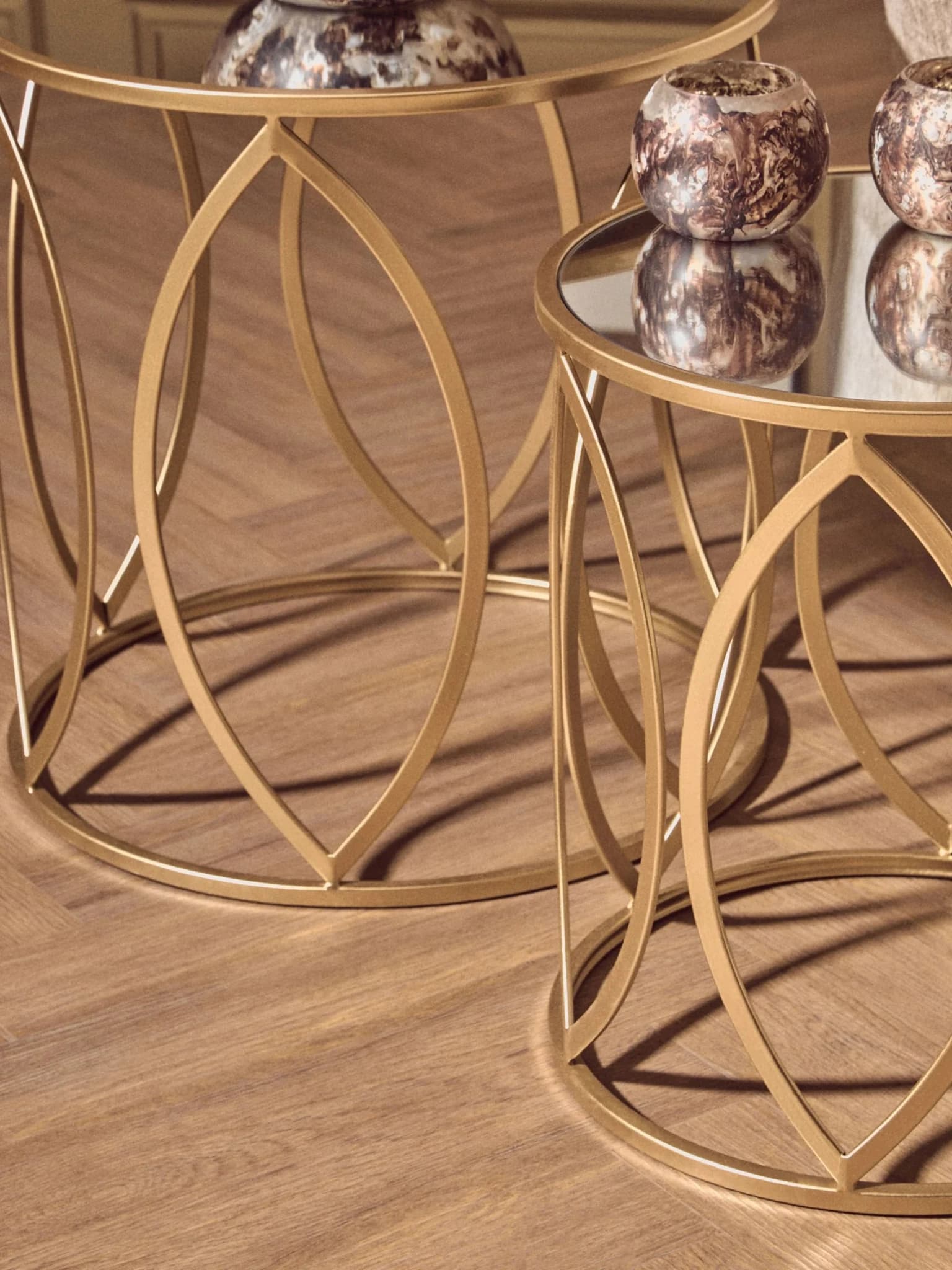 Arcana Set Of Two Gold Finish Side Tables - Tables, photo 4 of 8