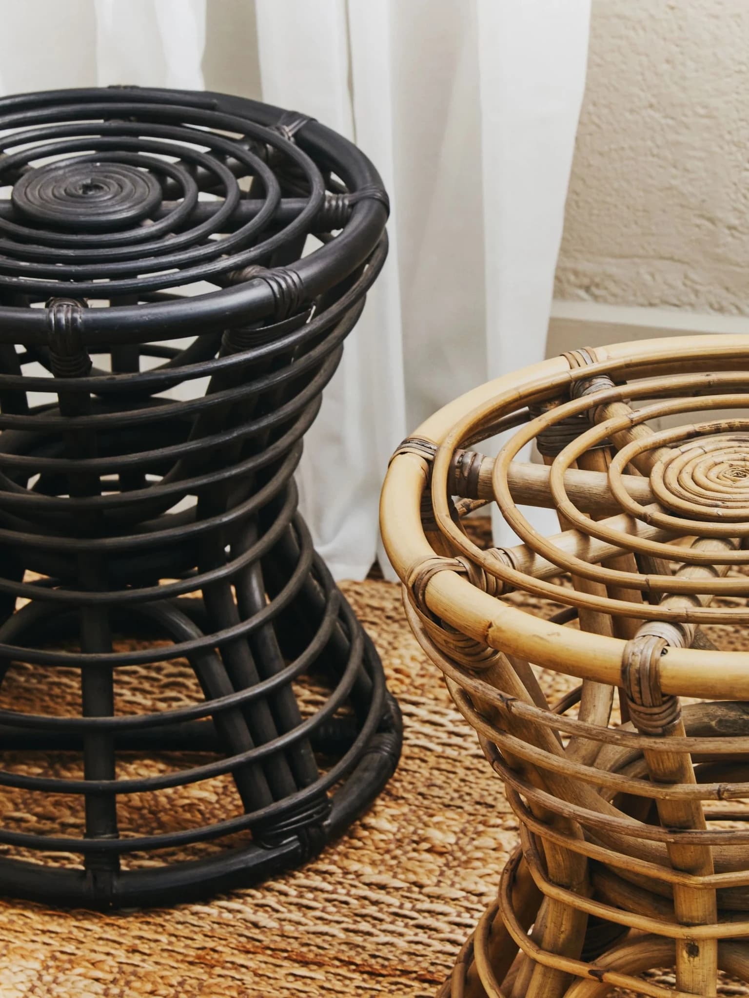 Maka Grey Natural Rattan Stool - Seating, photo 3 of 6