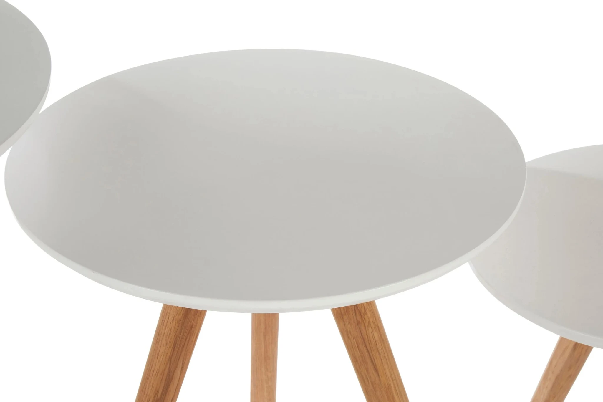 Nostra White and Natural Oak Wood Set Of 3 Side Tables - Tables, photo 4 of 4