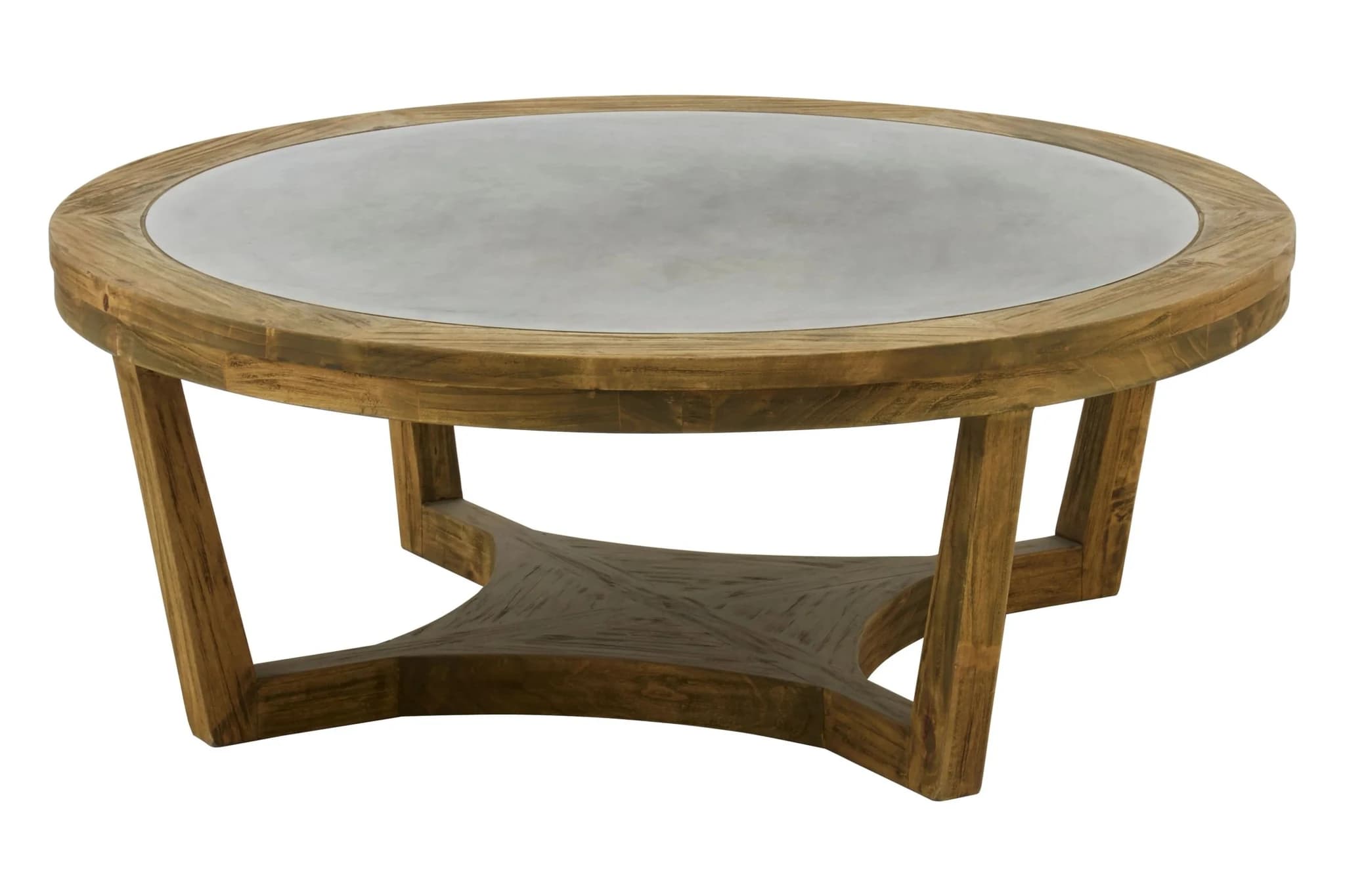 Merdeka Wooden Round Coffee Table with Zinc Metal Top - Tables, photo 2 of 5