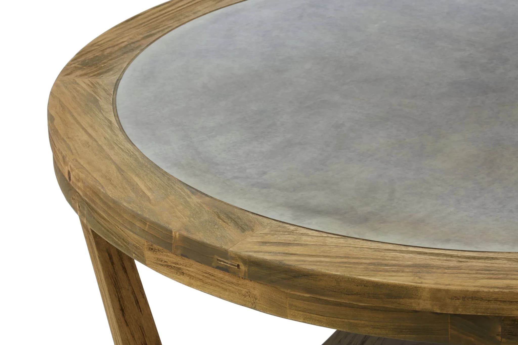 Merdeka Wooden Round Coffee Table with Zinc Metal Top - Tables, photo 5 of 5