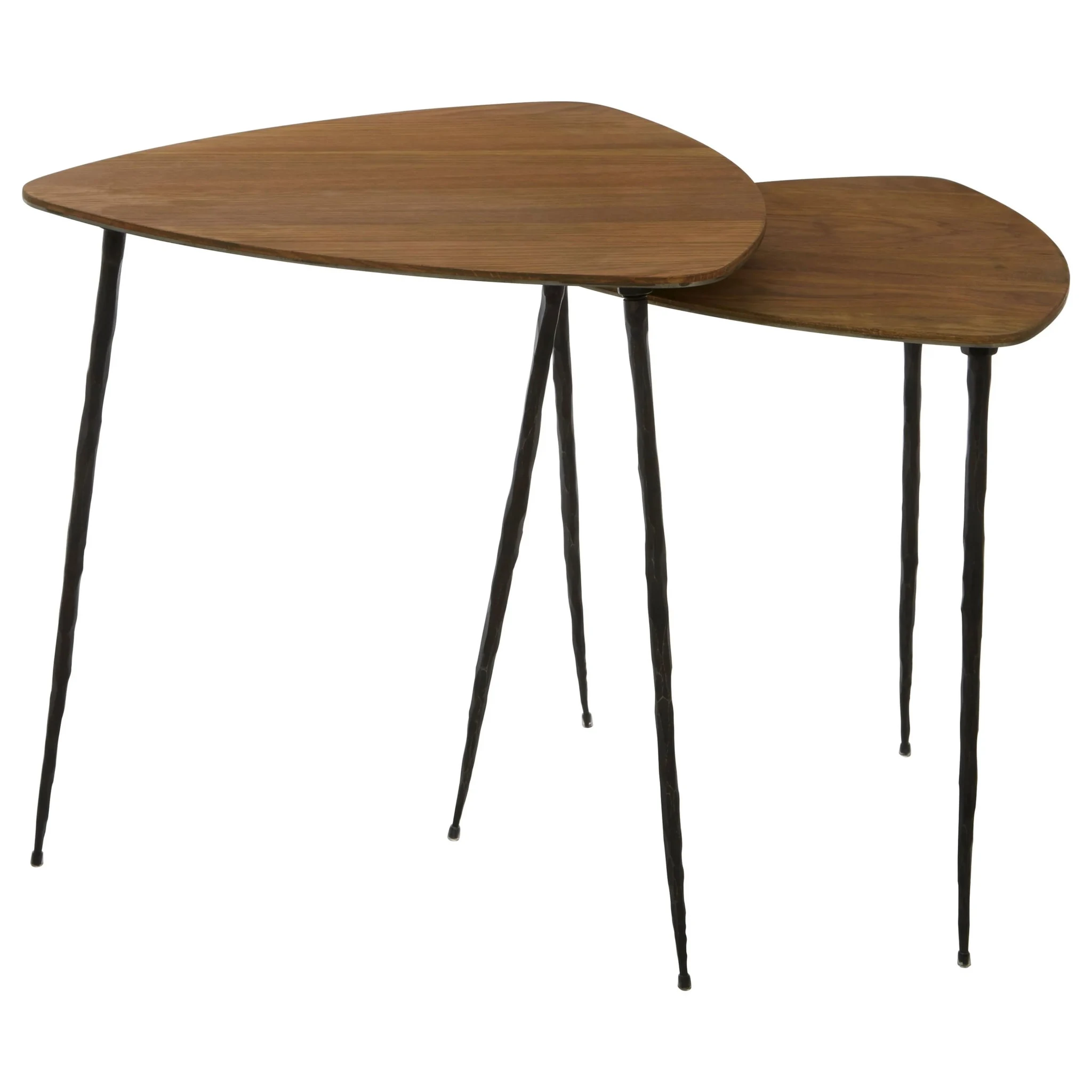 GamelanOak Veneer Triangular Set Of 2 Side Tables - Tables, photo 3 of 4