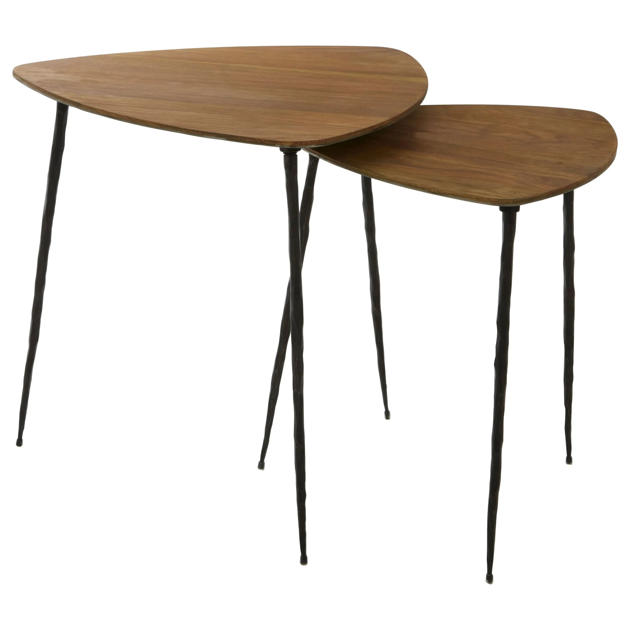 GamelanOak Veneer Triangular Set Of 2 Side Tables - Tables, photo 2 of 4