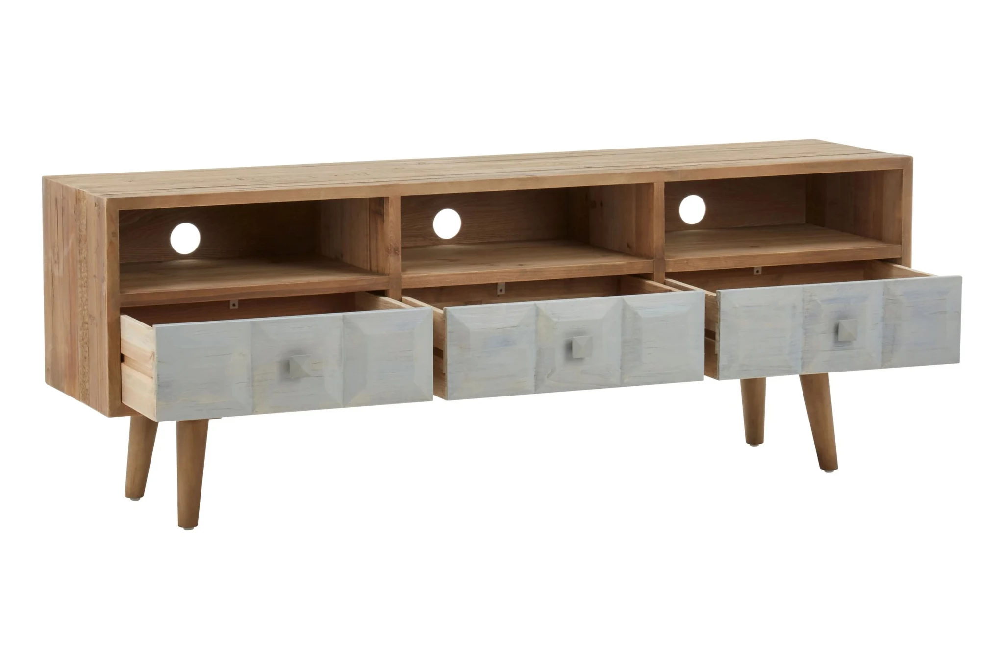 Papua Whitewash Pine Wood Media Unit - Bookcases & shelving, photo 2 of 8