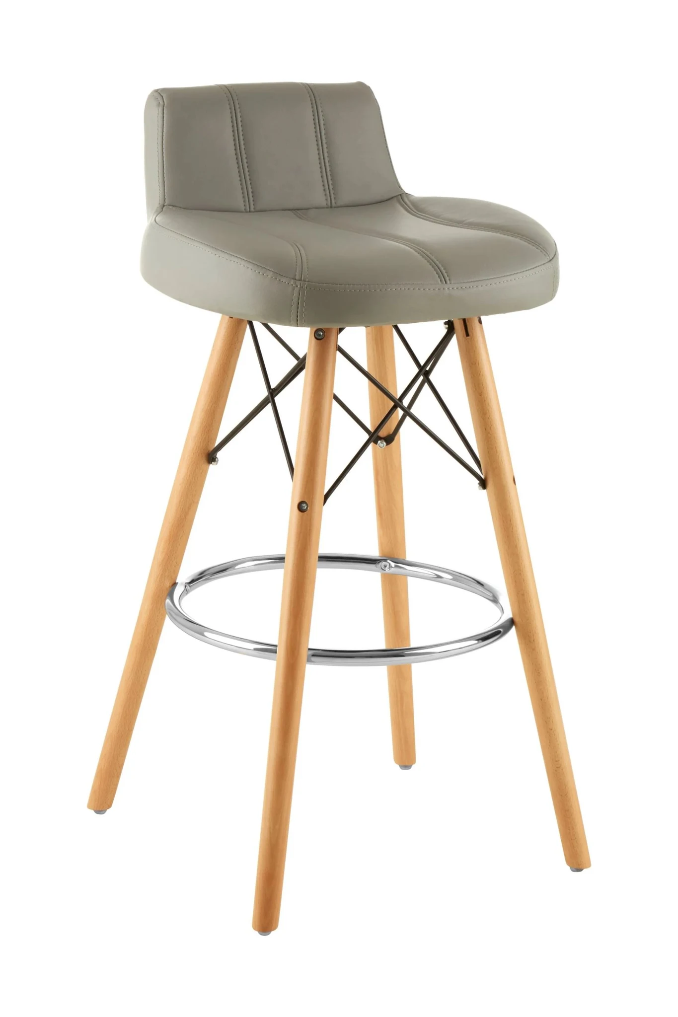 Stockholm Grey Leather Effect Bar Stool - Seating, photo 4 of 6