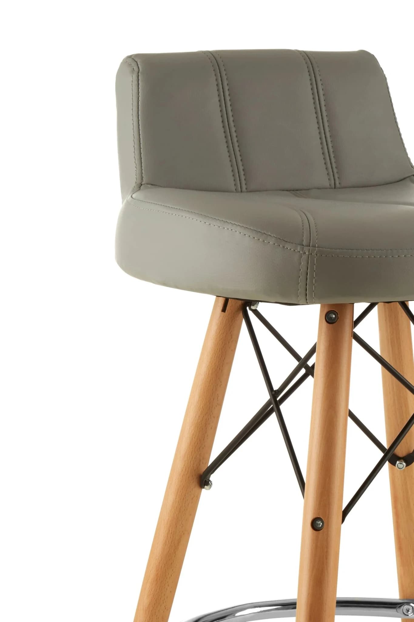 Stockholm Grey Leather Effect Bar Stool - Seating, photo 6 of 6