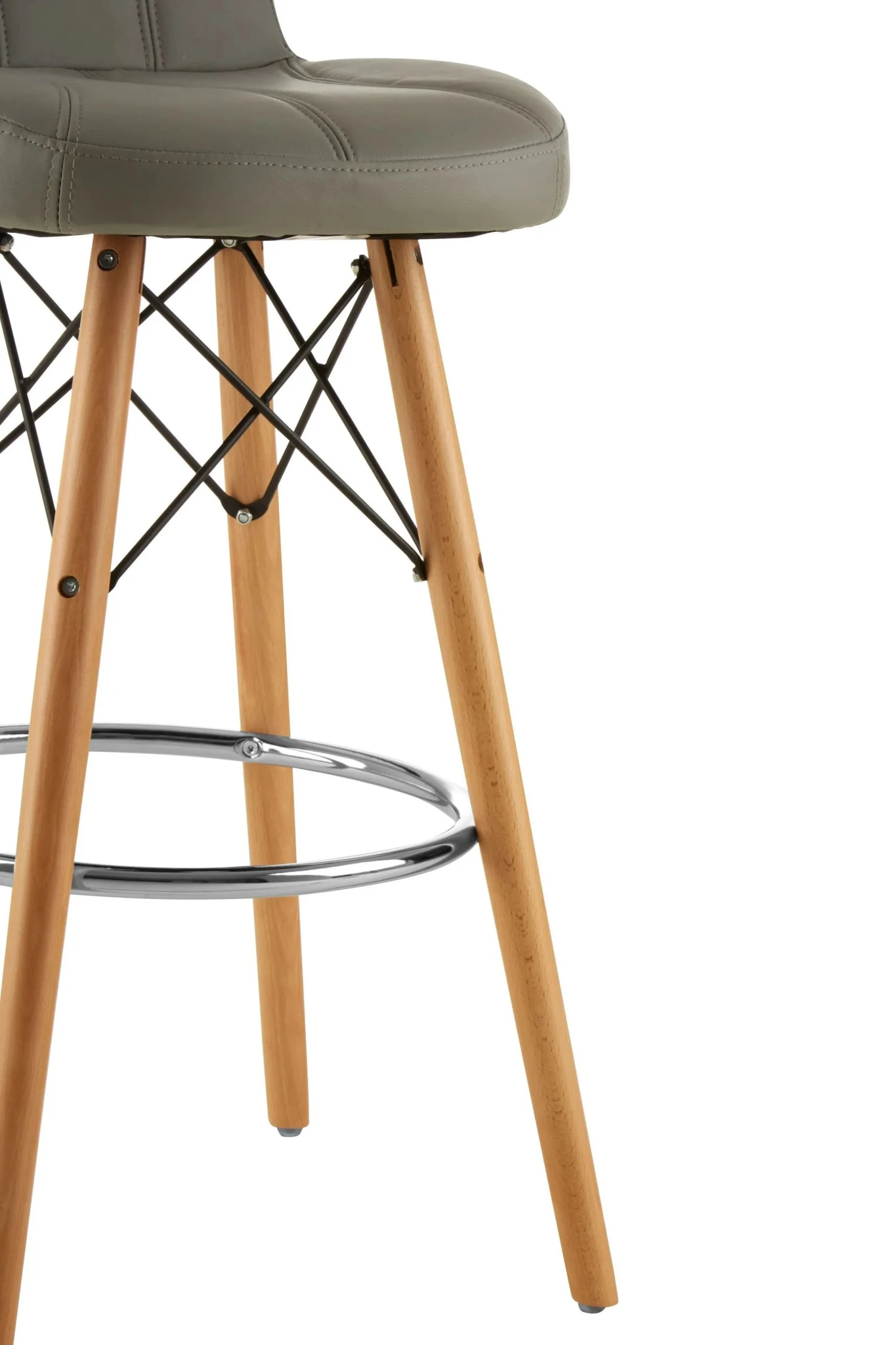 Stockholm Grey Leather Effect Bar Stool - Seating, photo 5 of 6
