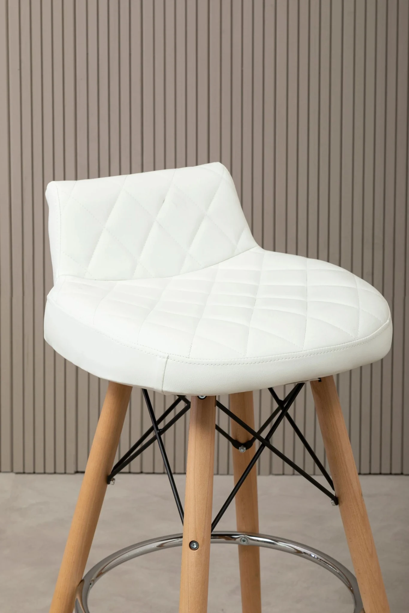 Stockholm White Leather Effect Quilted Bar Stool - Seating, photo 4 of 8