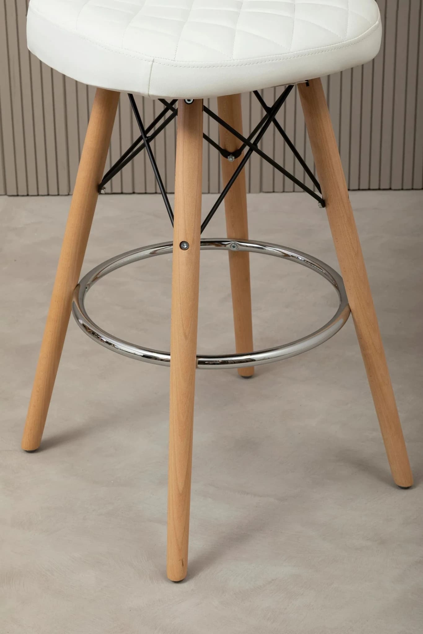 Stockholm White Leather Effect Quilted Bar Stool - Seating, photo 3 of 8