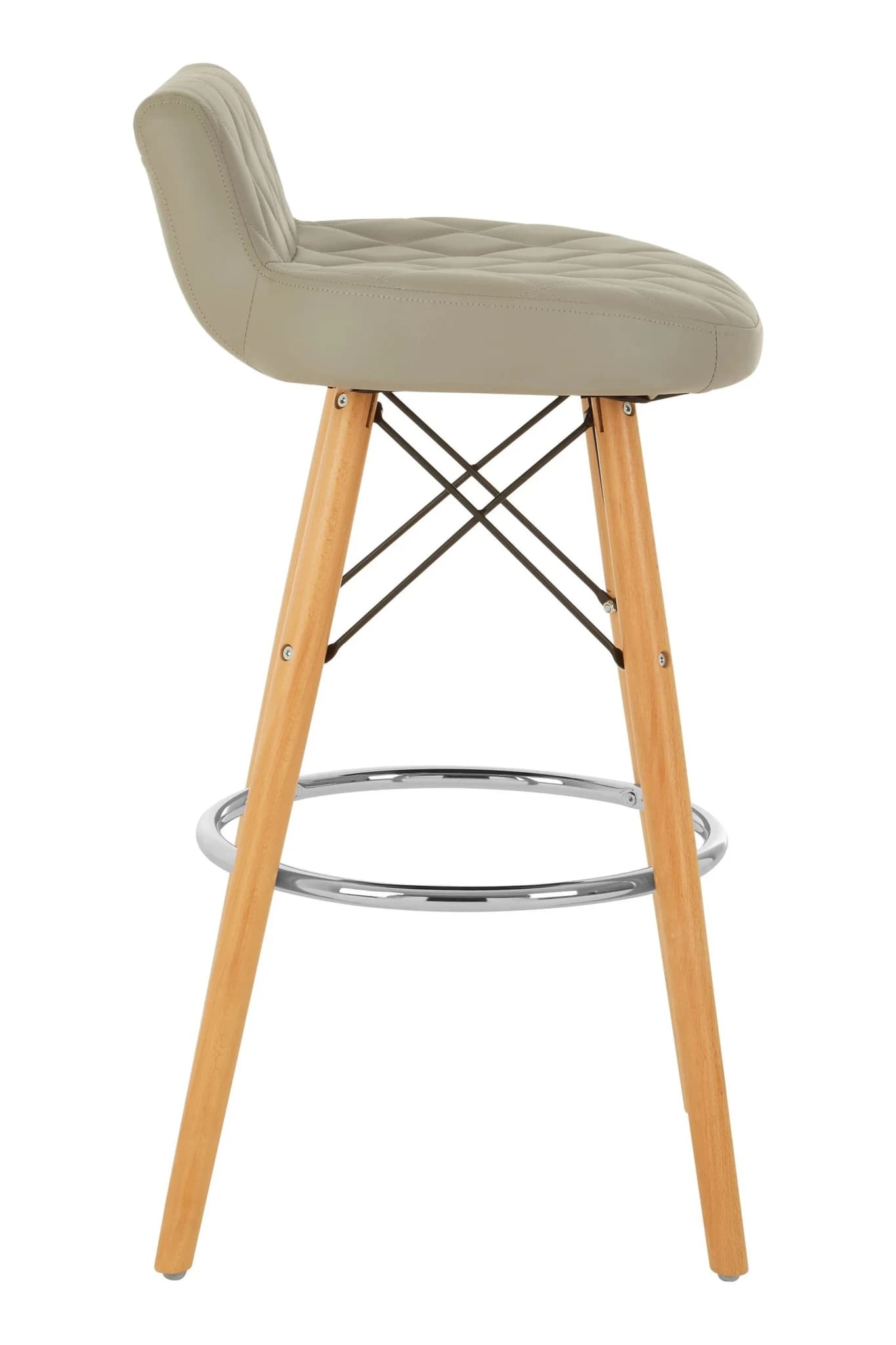 Stockholm Grey Leather Effect Quilted Bar Stool - Seating, photo 3 of 5