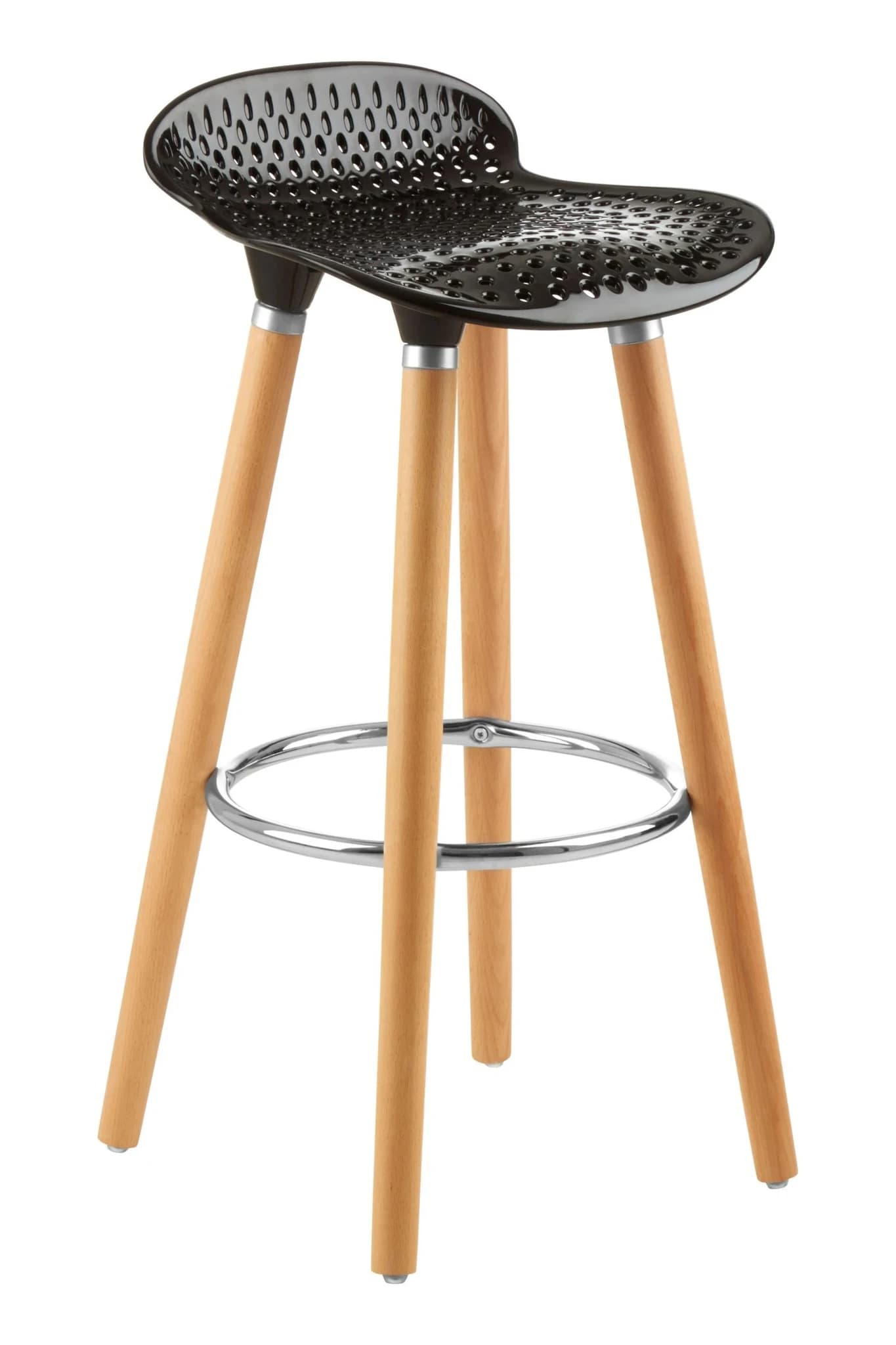 Stockholm Black Moulded Plastic and Wood Bar Stool - Seating, photo 4 of 6