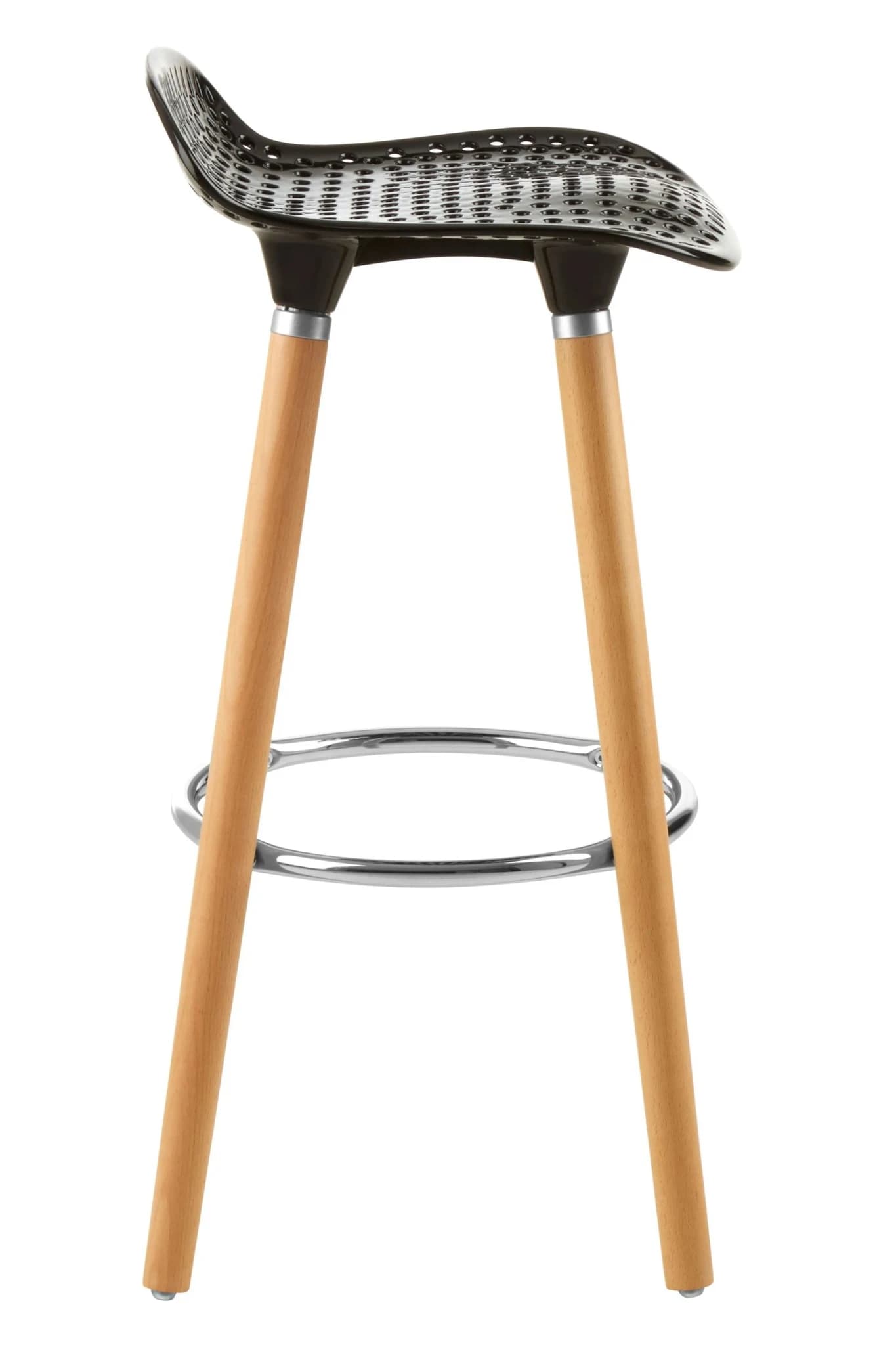 Stockholm Black Moulded Plastic and Wood Bar Stool - Seating, photo 3 of 6
