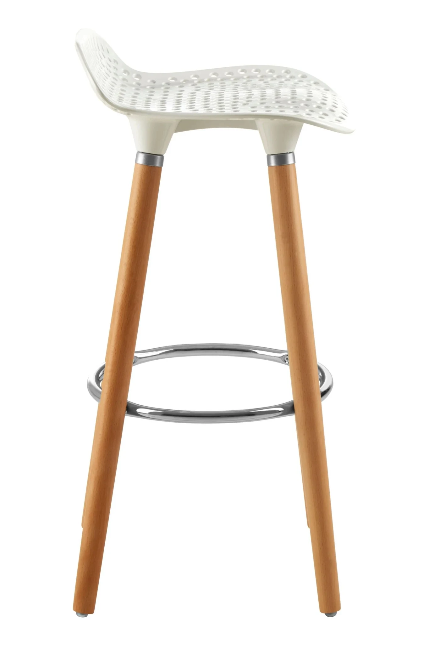 Stockholm White Moulded Plastic and Wood Bar Stool - Seating, photo 3 of 6