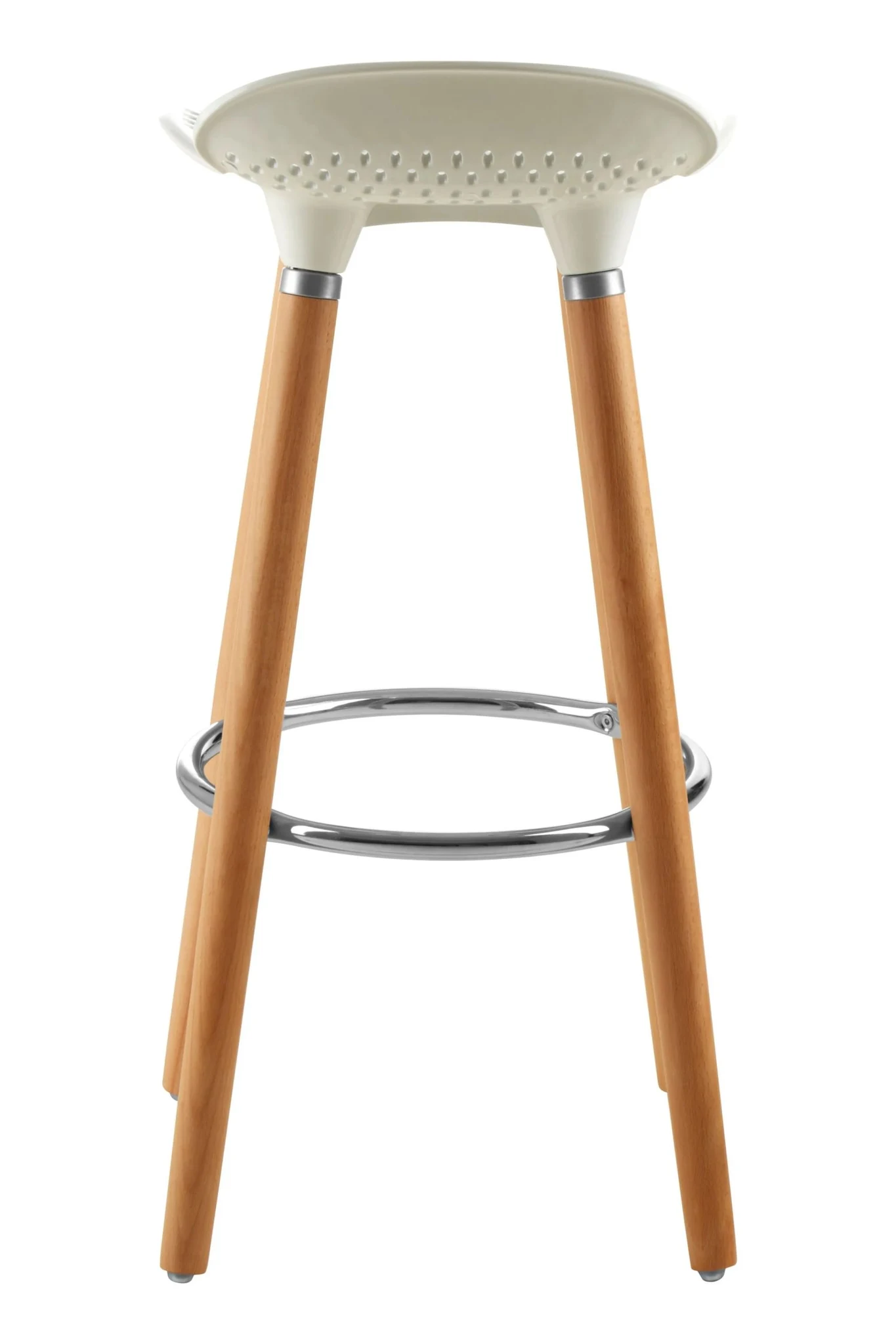 Stockholm White Moulded Plastic and Wood Bar Stool - Seating, photo 2 of 6