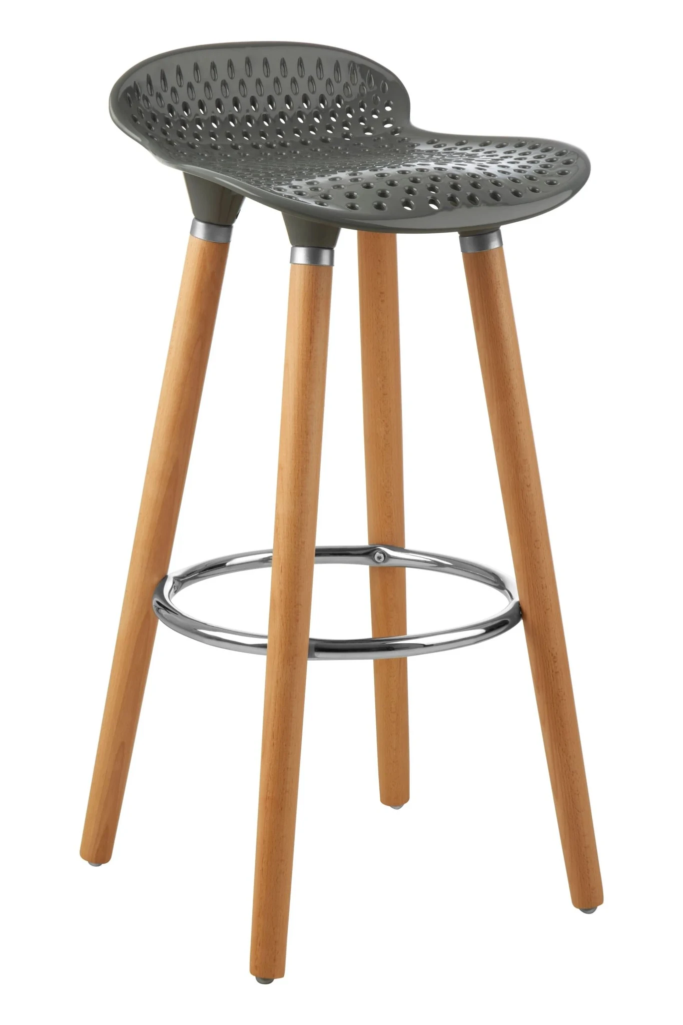 Stockholm Grey Moulded Plastic and Wood Bar Stool - Seating, photo 8 of 8