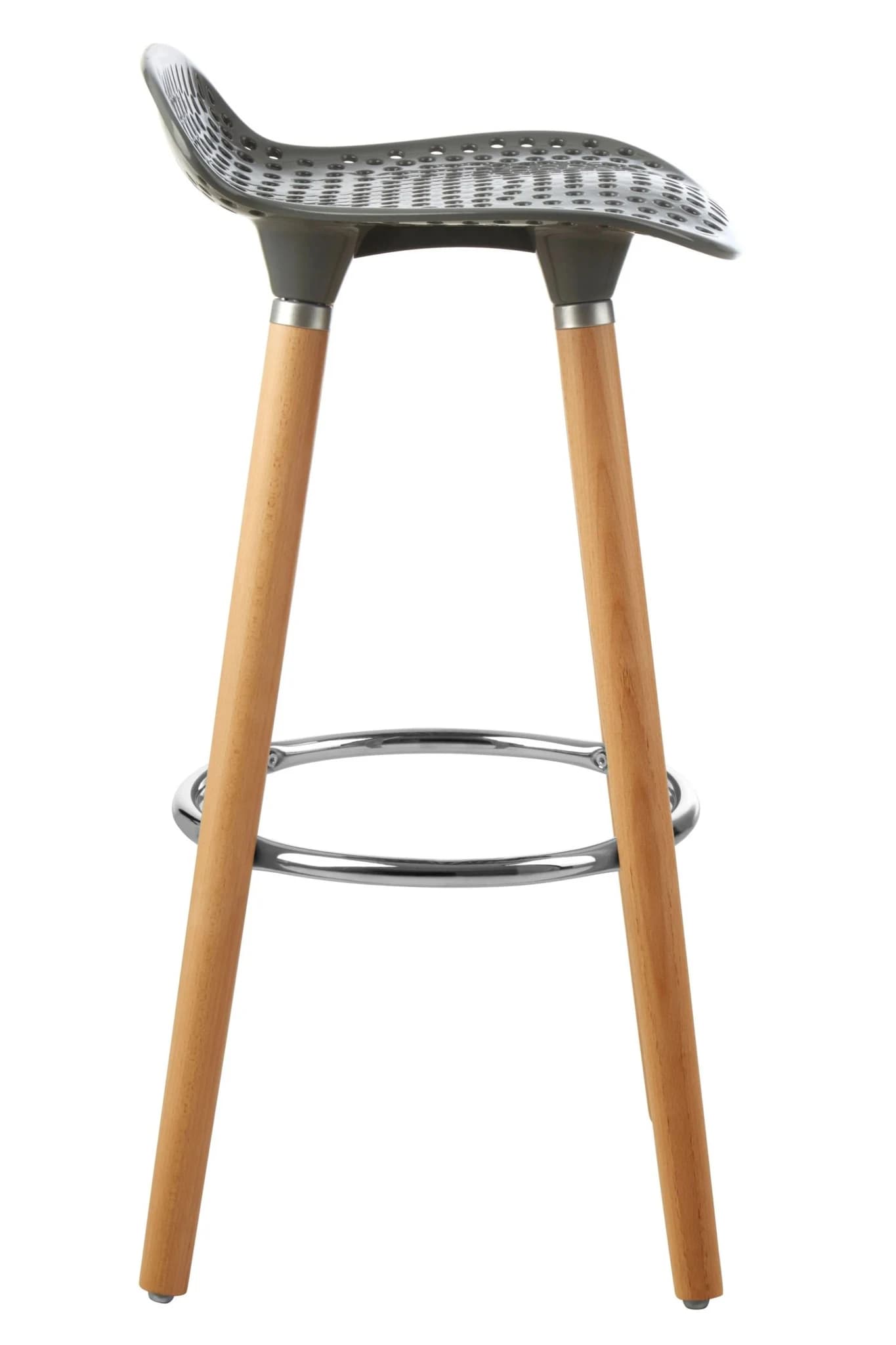 Stockholm Grey Moulded Plastic and Wood Bar Stool - Seating, photo 7 of 8