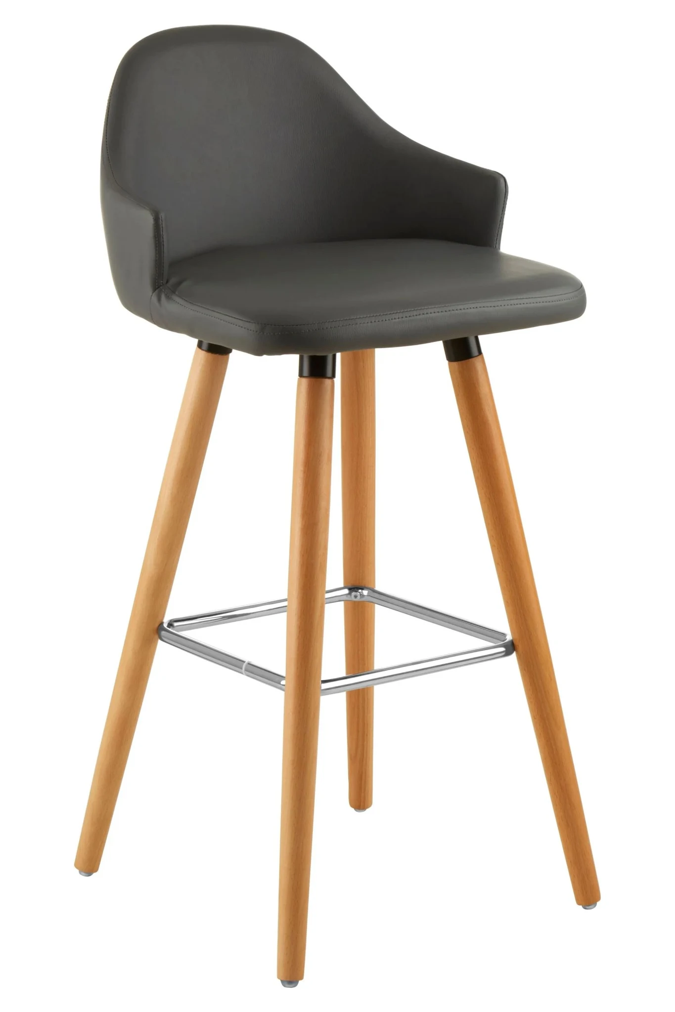 Stockholm Grey Faux Leather Bar Stool with Beechwood Legs - Seating, photo 4 of 6