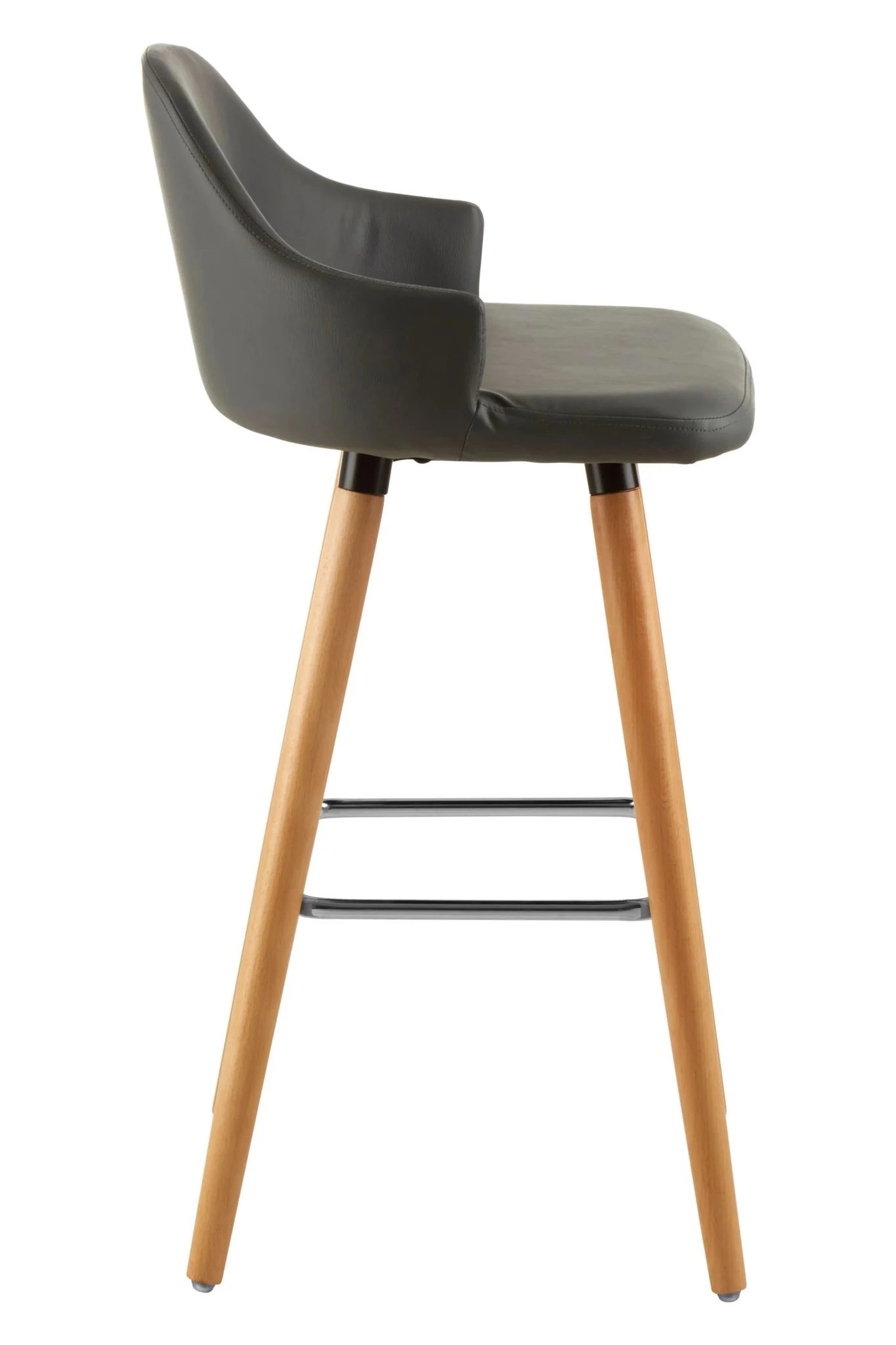 Stockholm Grey Faux Leather Bar Stool with Beechwood Legs - Seating, photo 3 of 6