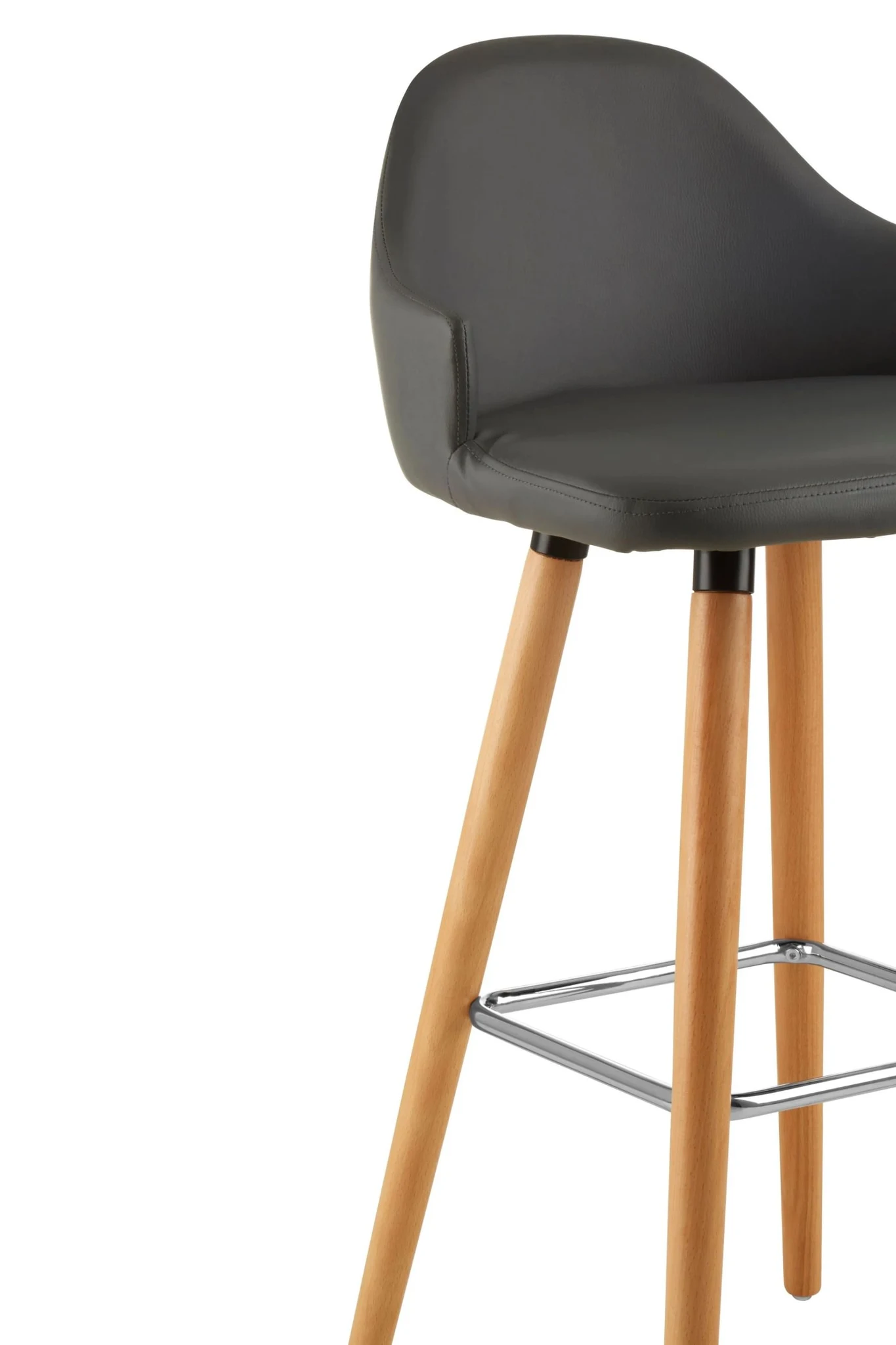 Stockholm Grey Faux Leather Bar Stool with Beechwood Legs - Seating, photo 6 of 6