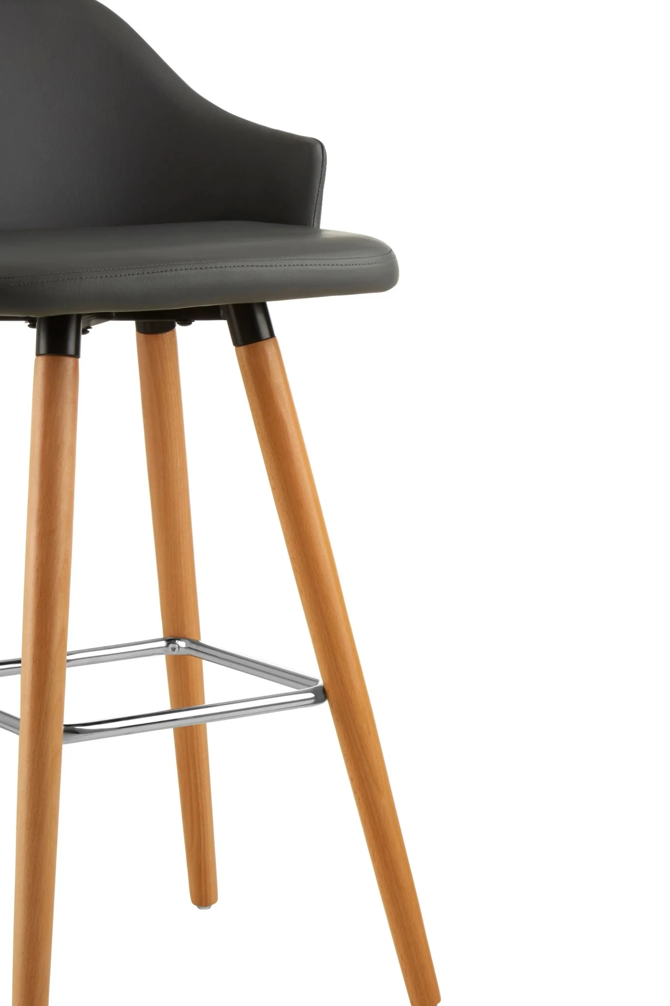 Stockholm Grey Faux Leather Bar Stool with Beechwood Legs - Seating, photo 5 of 6
