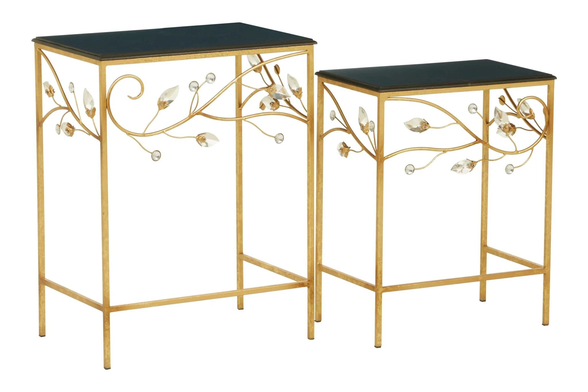 Yaxi Black and Gold Finish Set of 2 Nesting Tables - Tables, photo 3 of 6