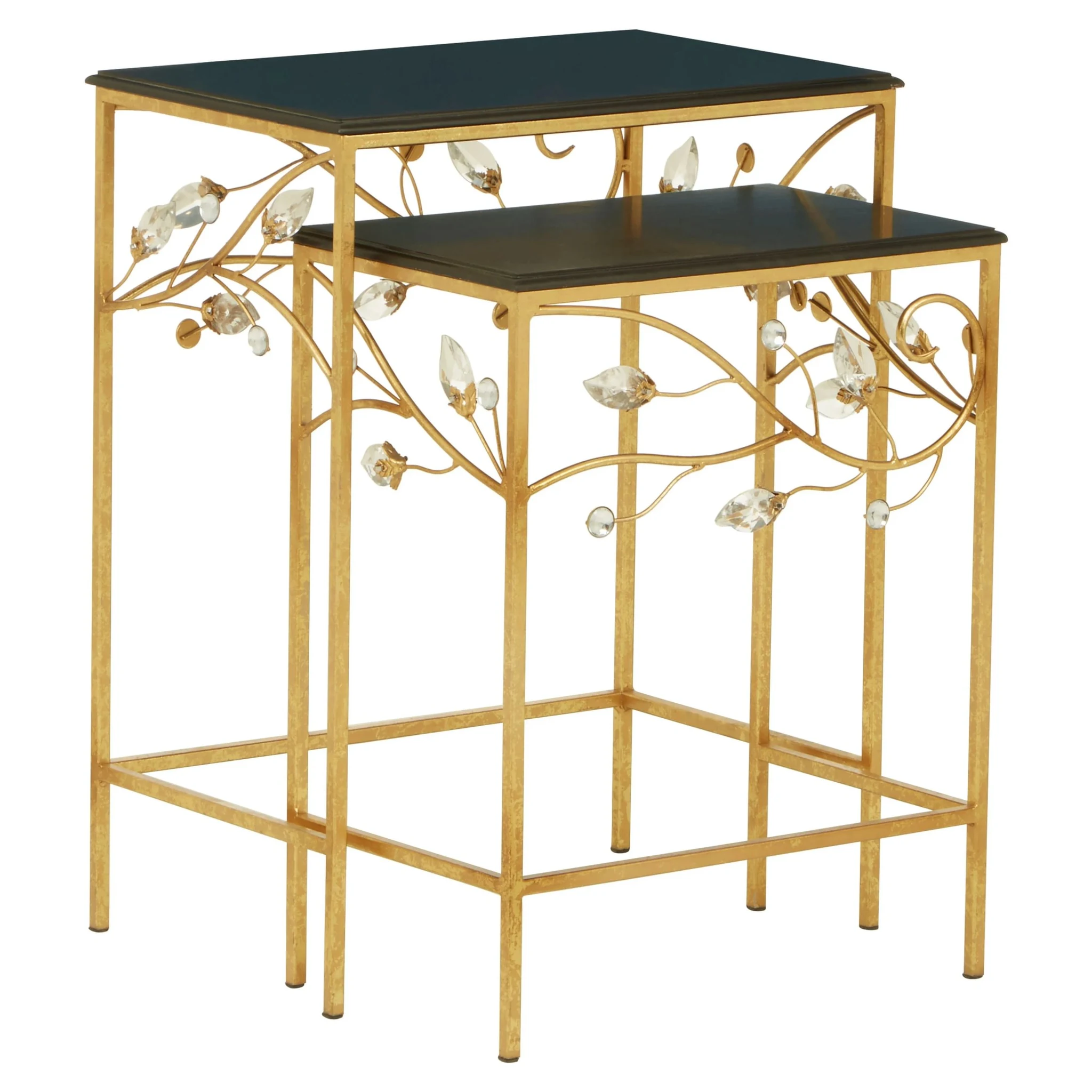Yaxi Black and Gold Finish Set of 2 Nesting Tables - Tables, photo 2 of 6