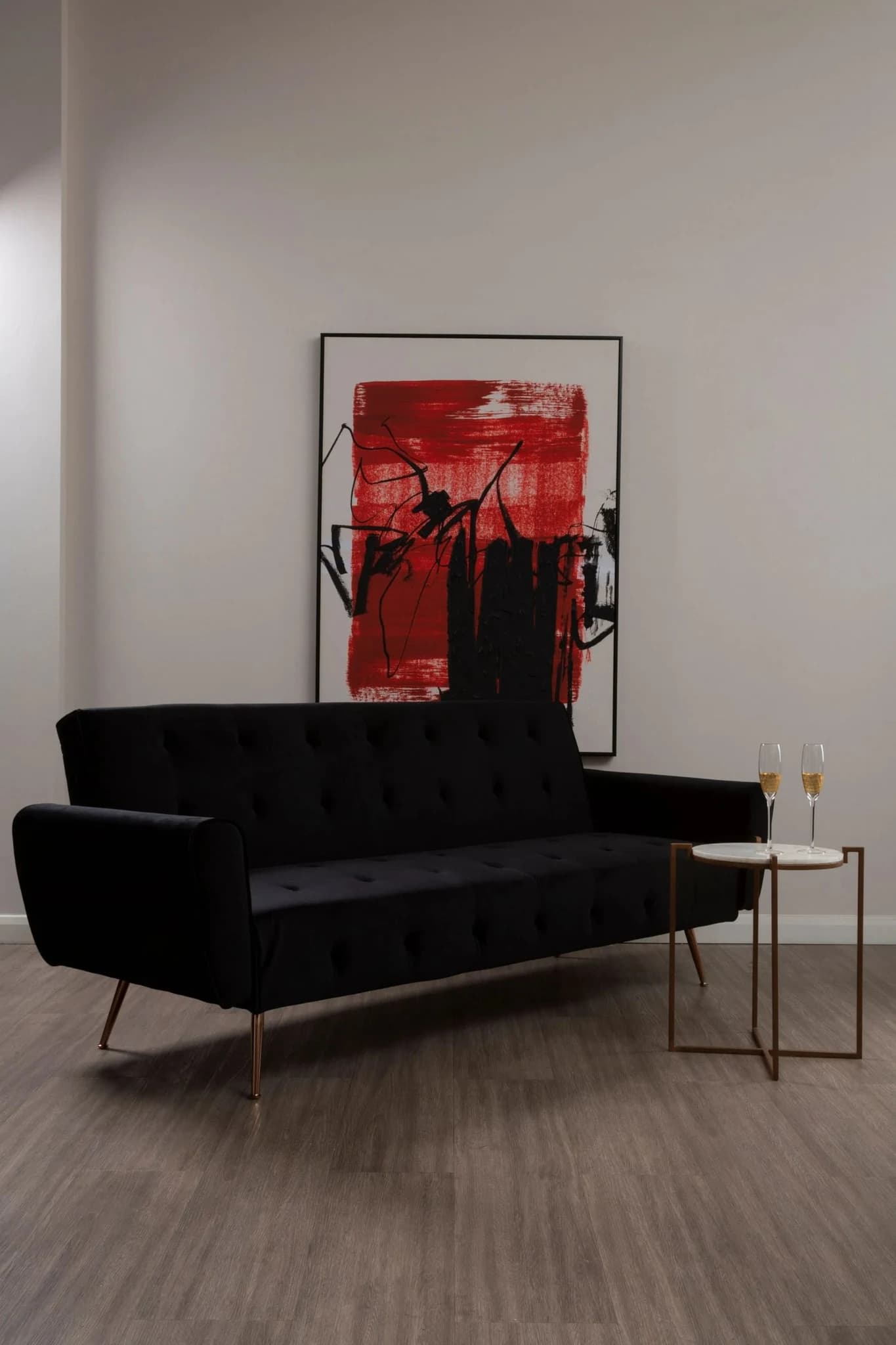 Hayton Black Velvet Sofa Bed - Seating, photo 3 of 8