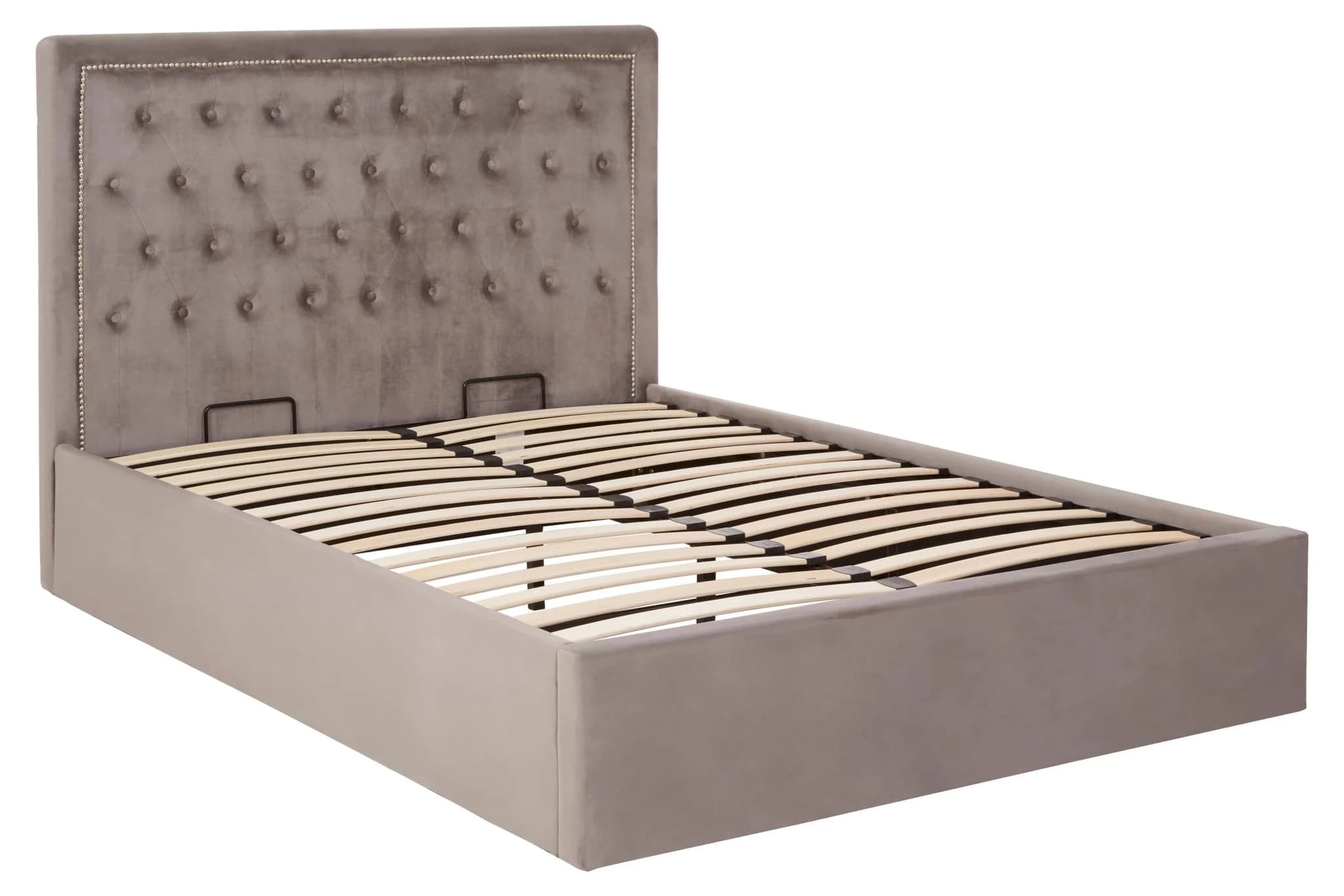 Hannah Grey Velvet Ottoman Bed Double - Furniture, photo 5 of 8