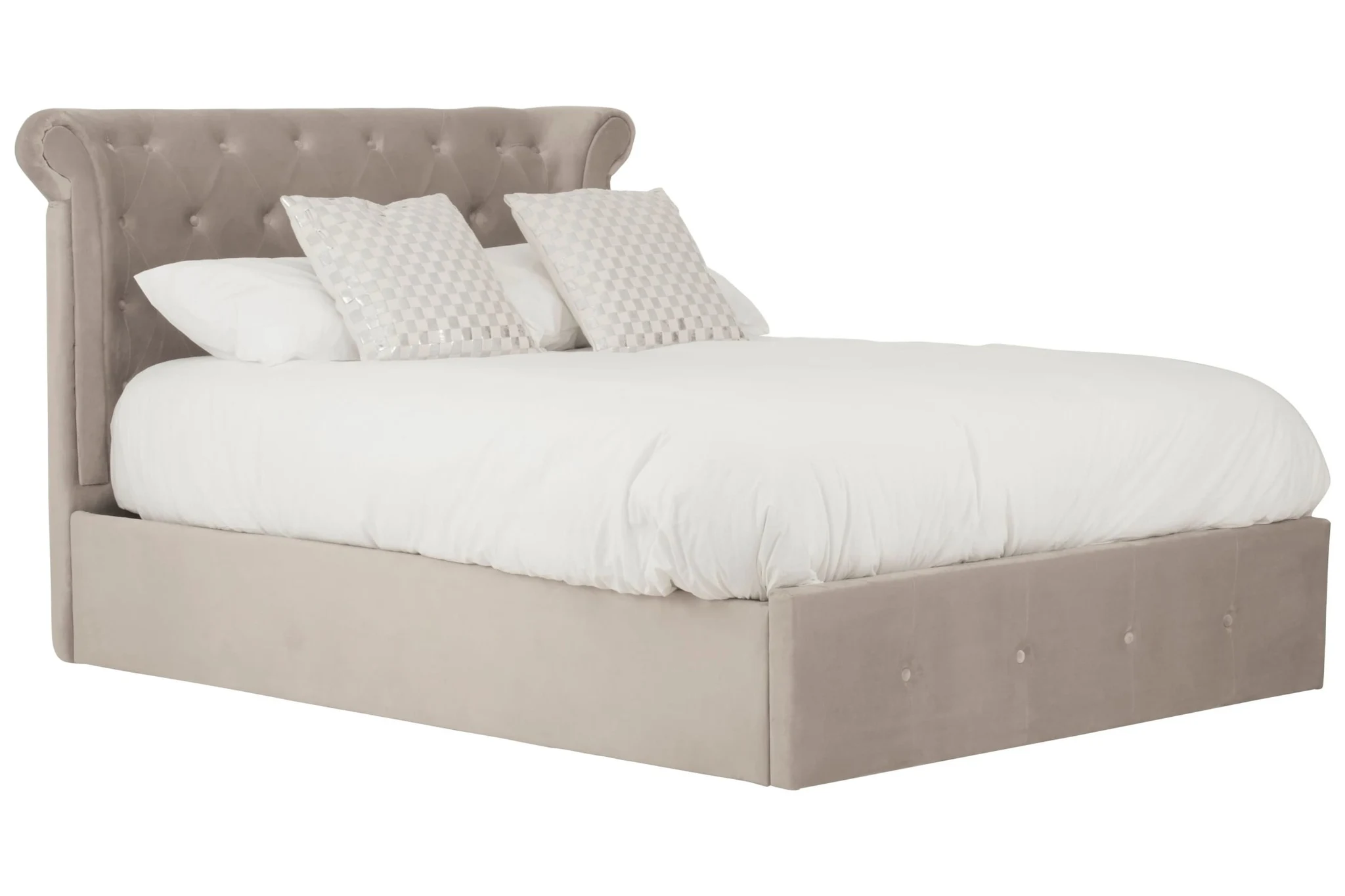 Edison Mink Velvet Ottoman Double Bed - Furniture, photo 7 of 8