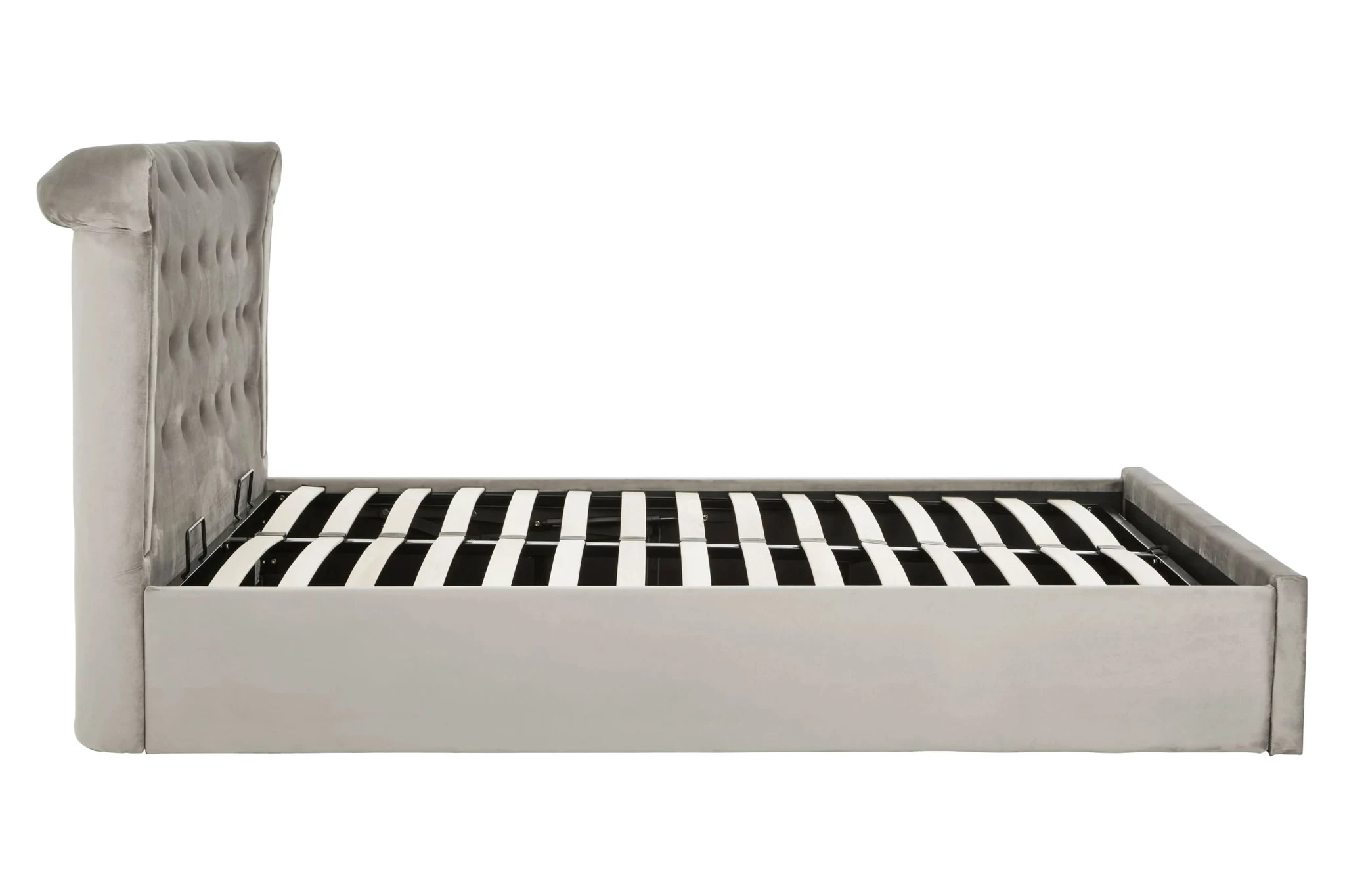 Edison Grey Brushed Velvet Ottoman King Bed - Furniture, photo 3 of 6