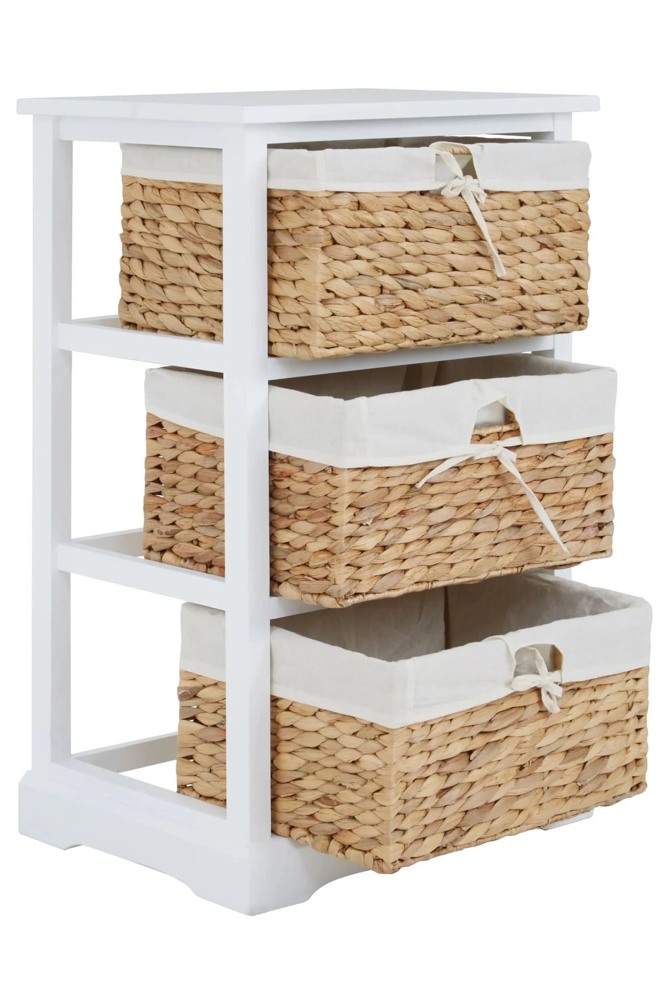 Ashby White Acacia Wood and Water Hyacinth Chest of 3 Drawers - Bookcases & shelving, photo 3 of 8