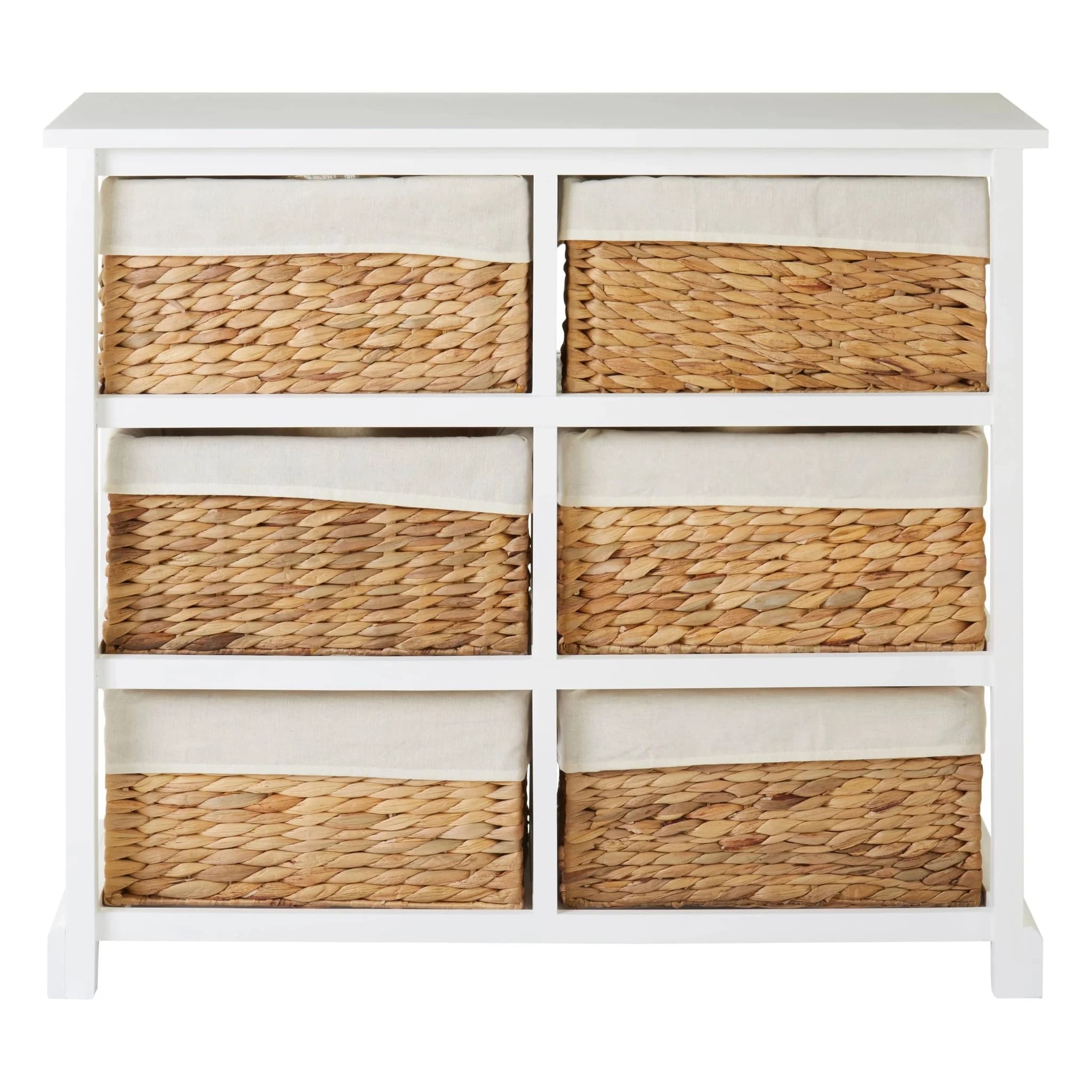Ashby White Acacia Wood and Water Hyacinth Chest of 6 Drawers - Bookcases & shelving, photo 2 of 7