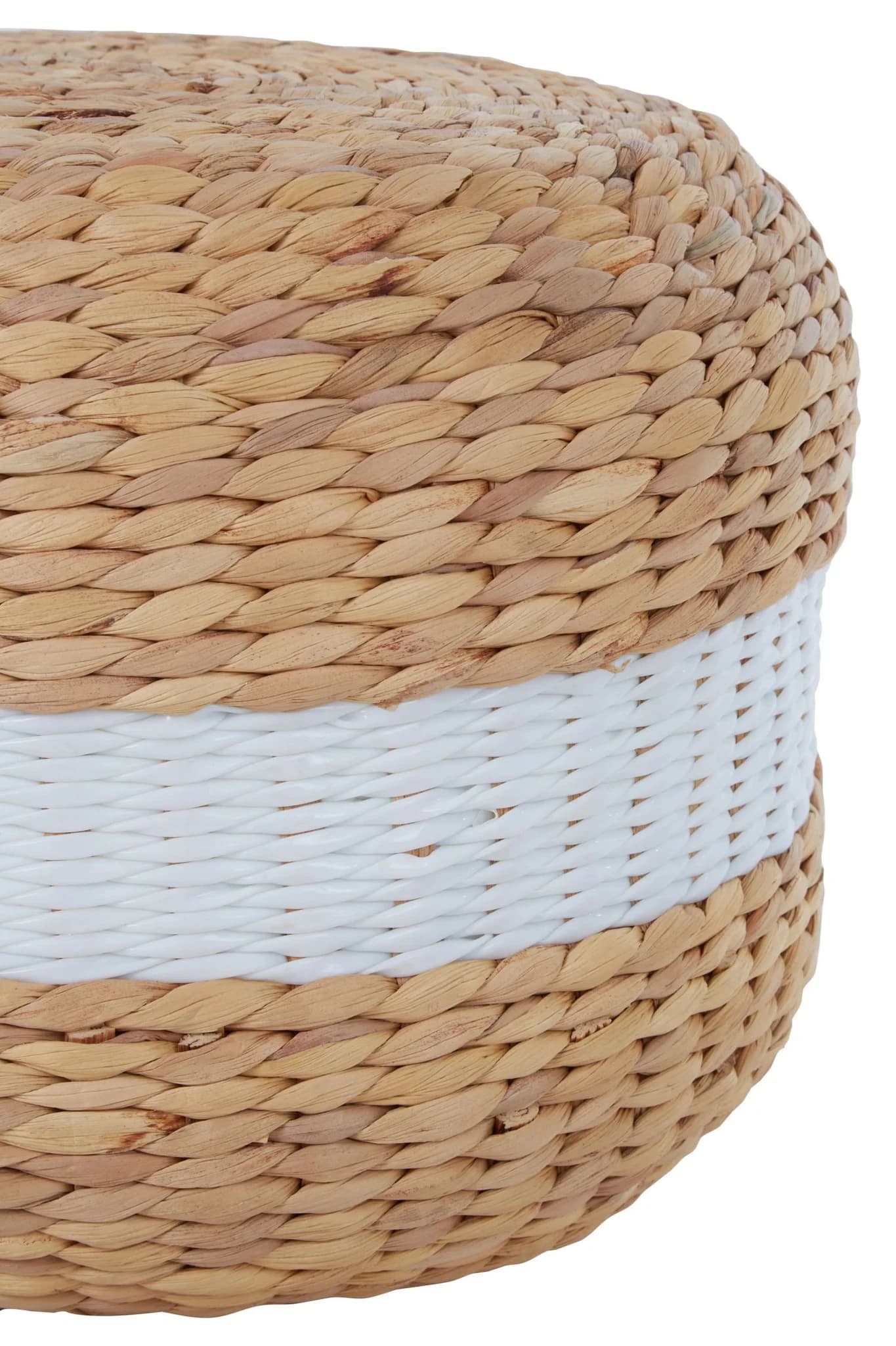 Ashby Water Hyacinth Pouffe with White Stripe - Decorative, photo 4 of 5