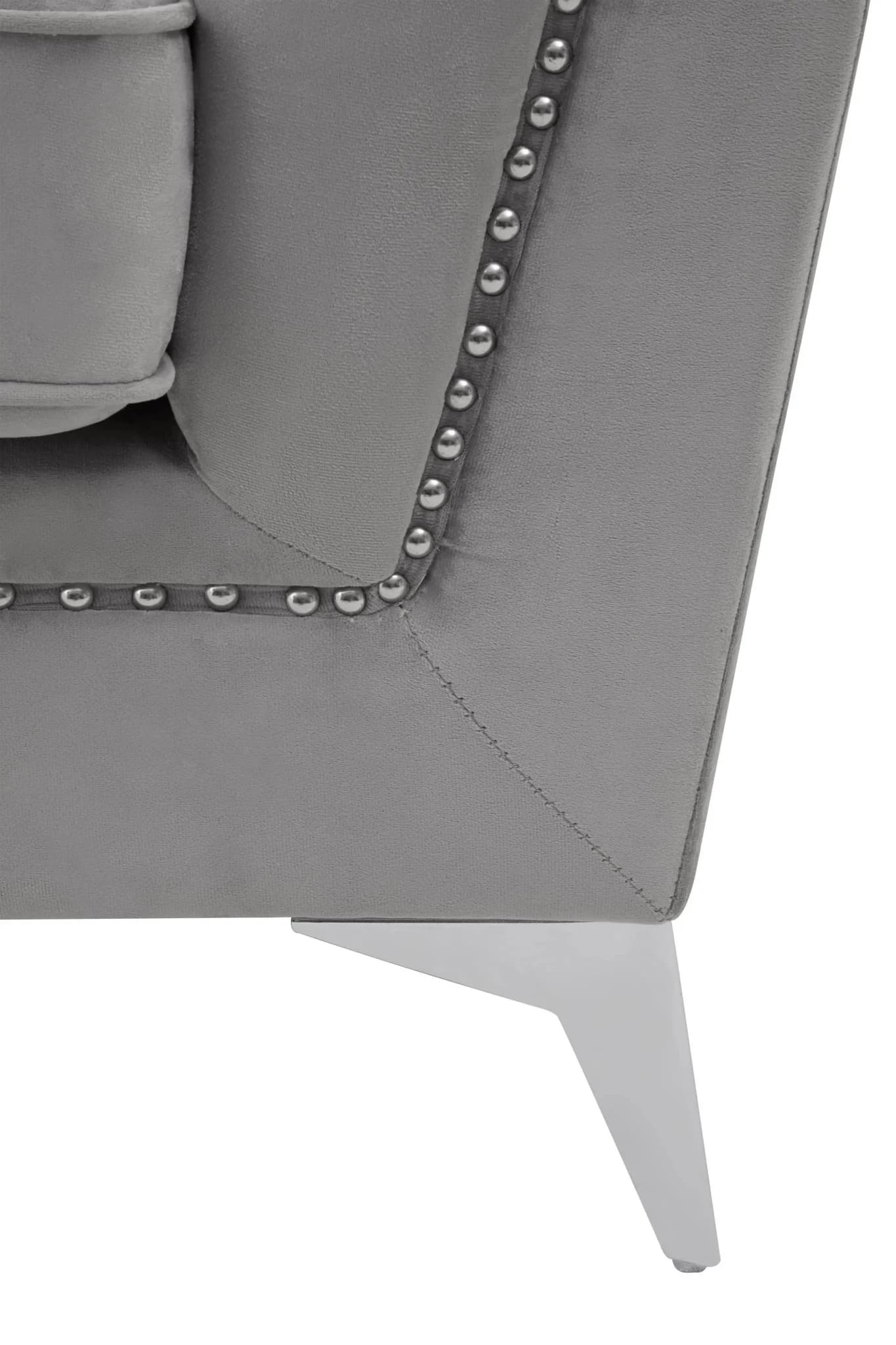 Hansa Two Seat Grey Velvet Sofa - Seating, photo 6 of 8