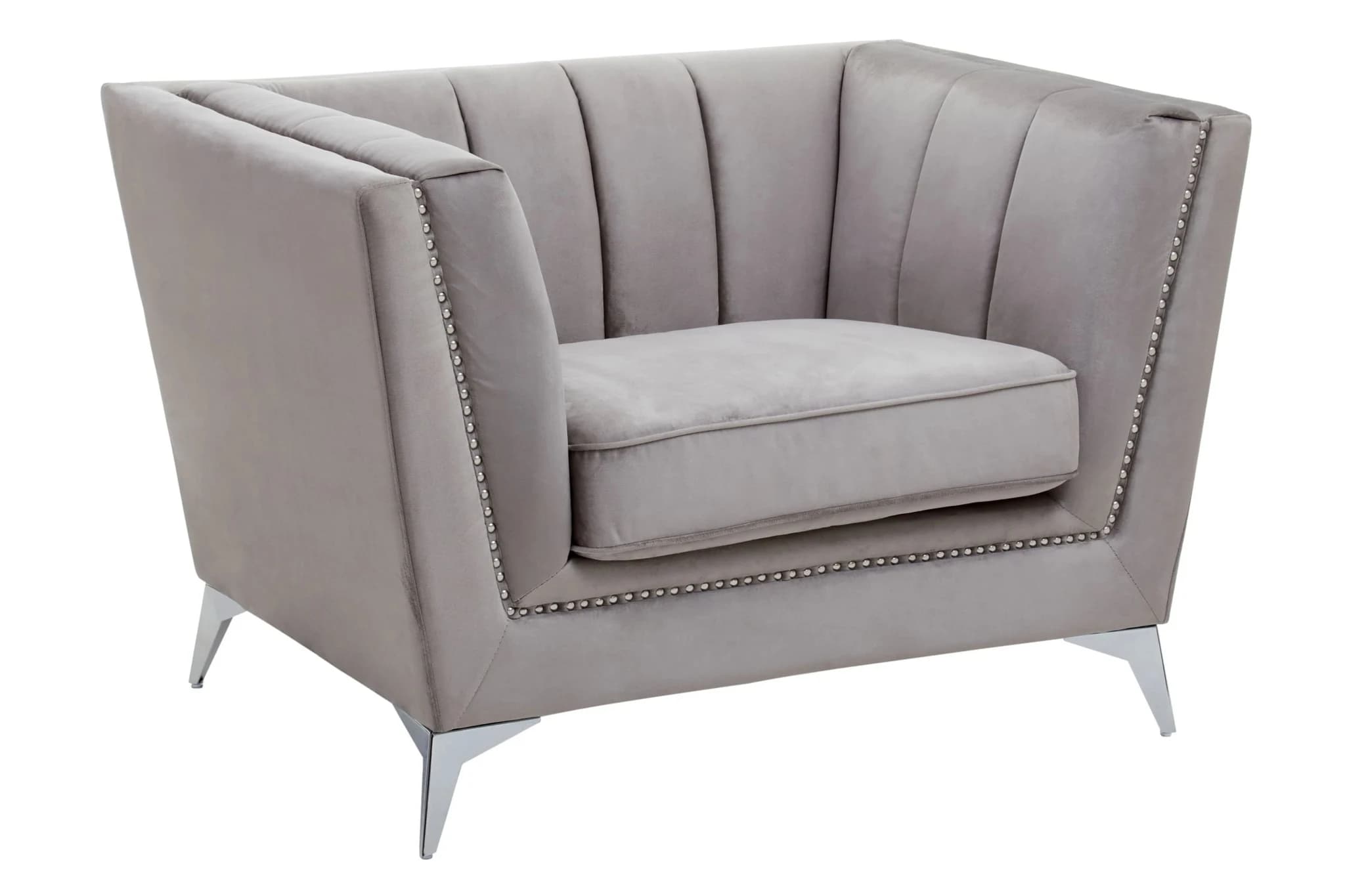 Hansa Grey Velvet Chair - Seating, photo 4 of 8