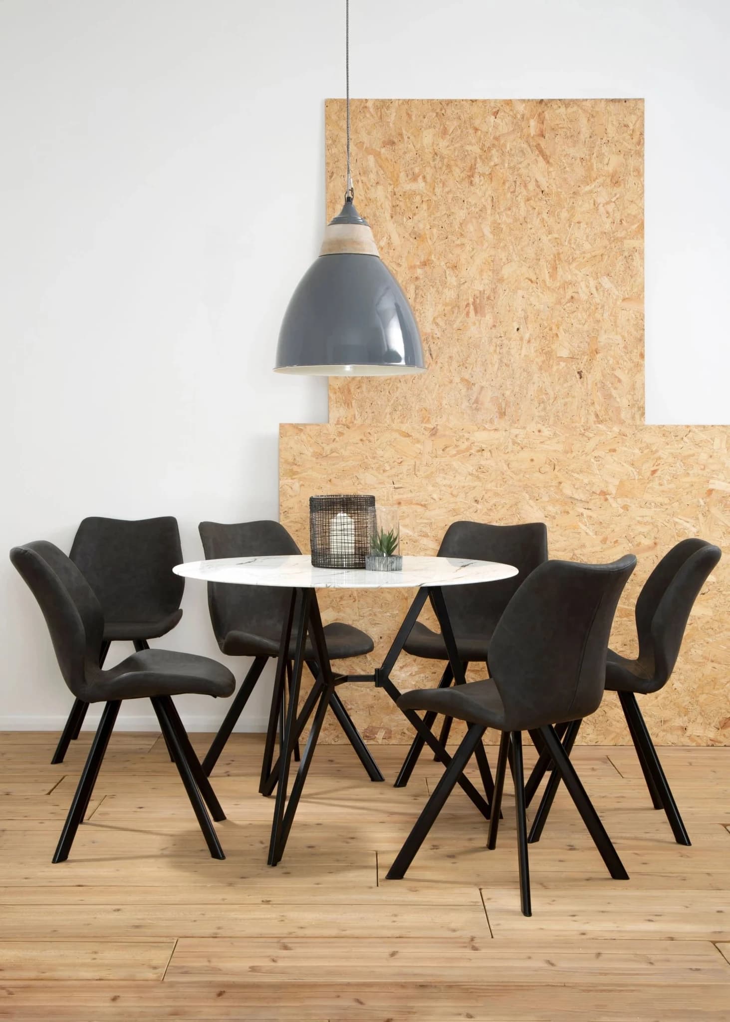 Weston Round Marble Effect Dining Table with 6 Chairs Set - Seating, photo 5 of 8
