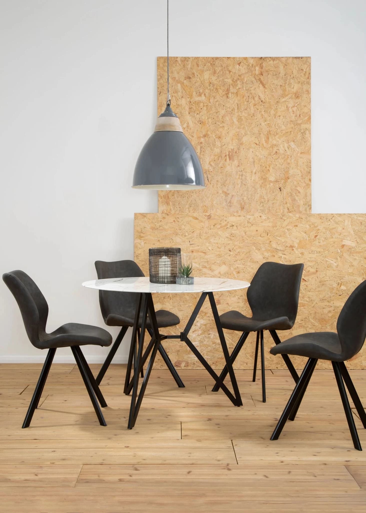 Weston Round Marble Effect Dining Table with 6 Chairs Set - Seating, photo 4 of 8