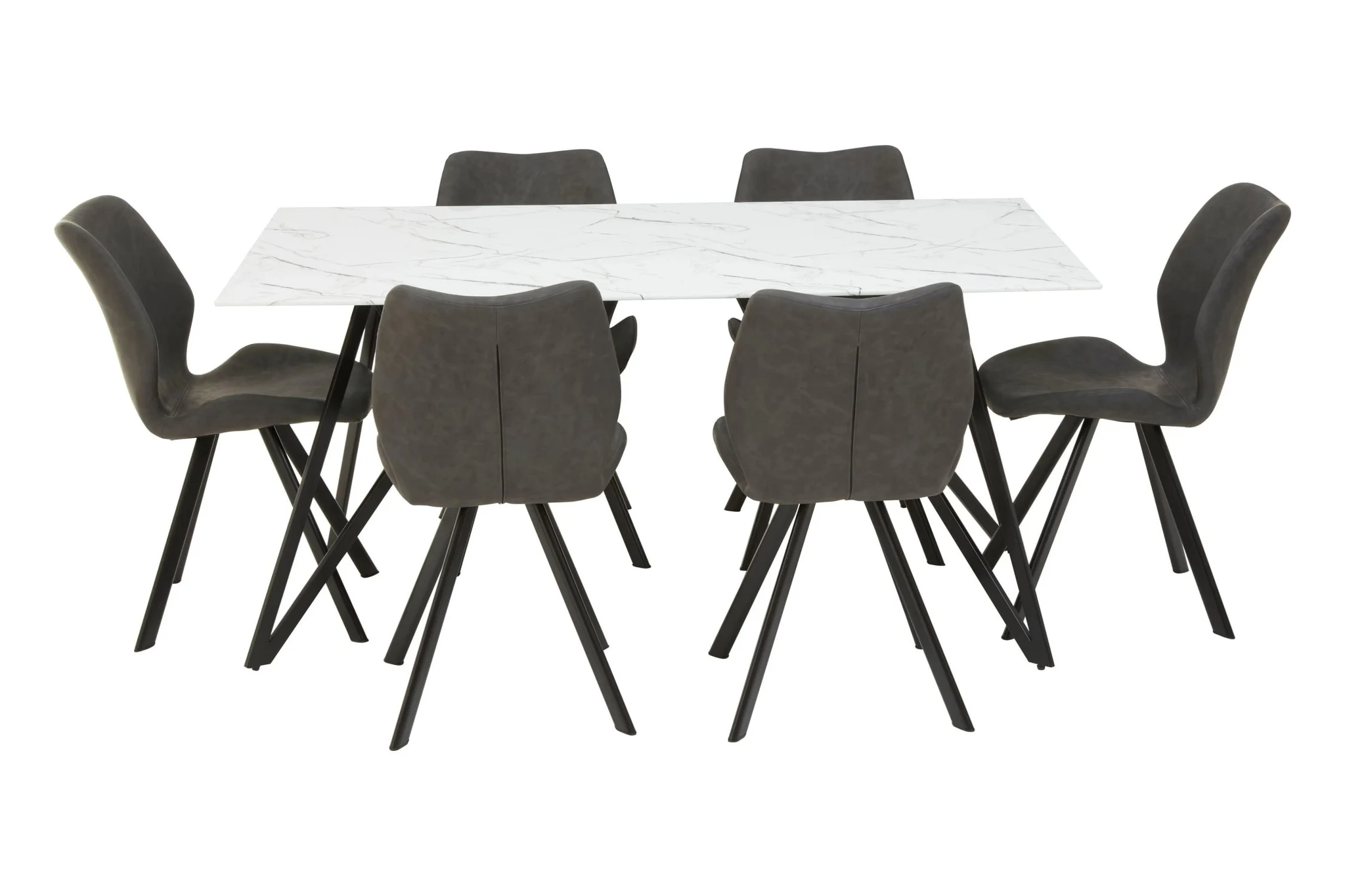 Weston Marble Effect Dining Table with 6 Chairs Set - Seating, photo 8 of 8