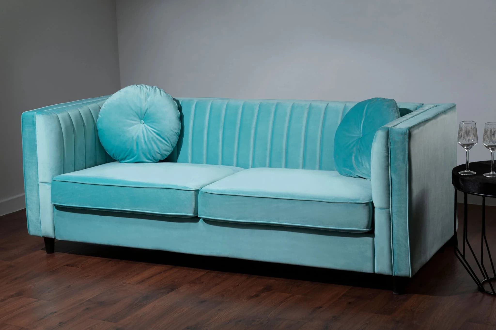 Farah Three Seater Pastel Green Velvet Sofa - Seating, photo 2 of 8