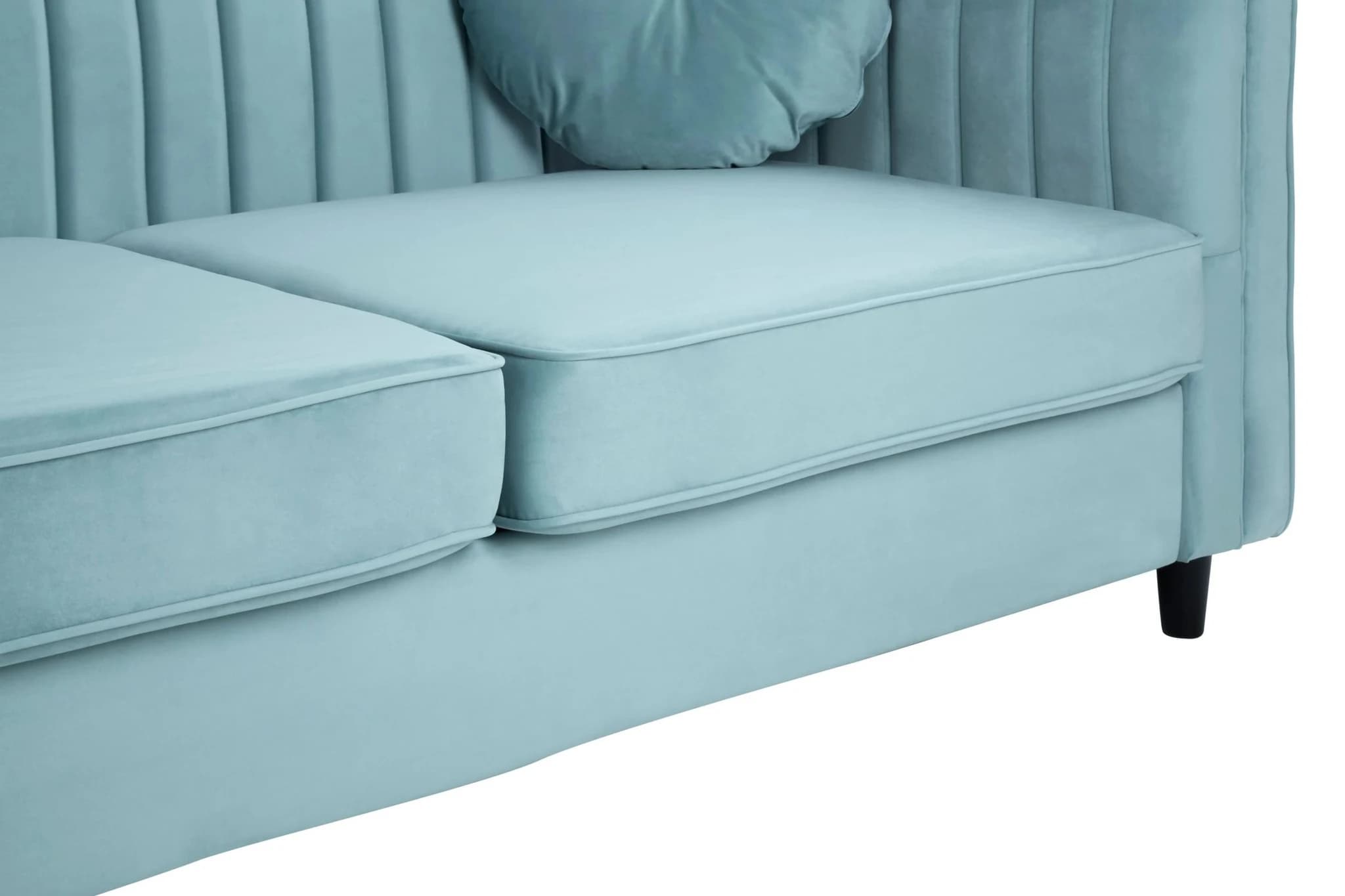 Farah Three Seater Pastel Green Velvet Sofa - Seating, photo 6 of 8