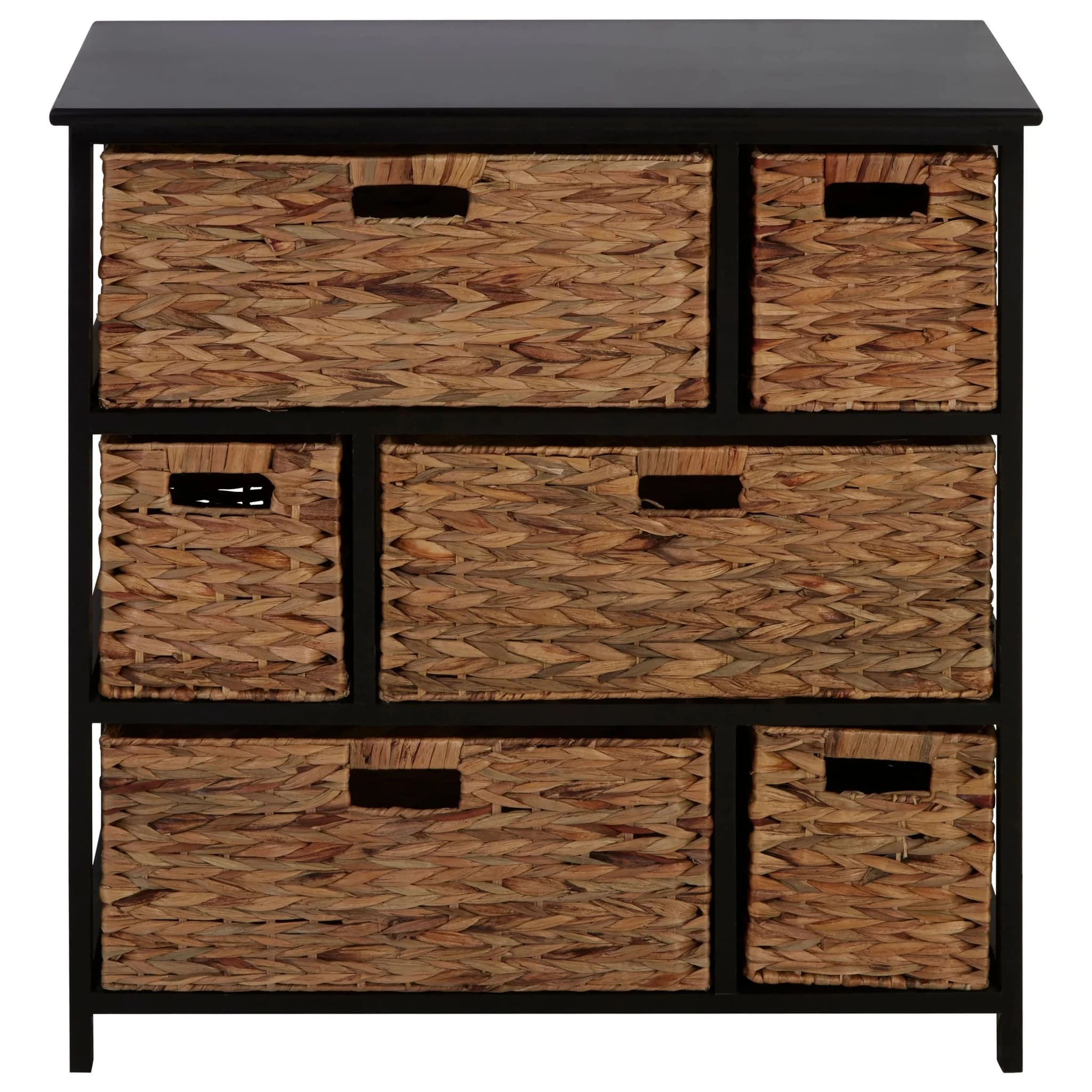 Padstow Black Storage Unit with 6 Water Hyacinth Drawers - Bookcases & shelving, photo 7 of 8