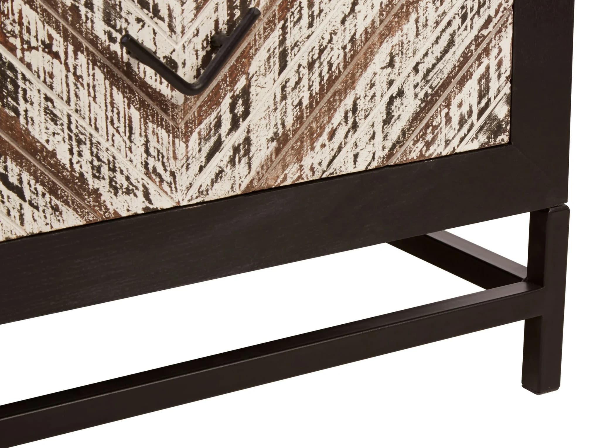 Lombok Rustic Chevron and Black 2 Drawer Bedside Table - Tables, photo 7 of 8