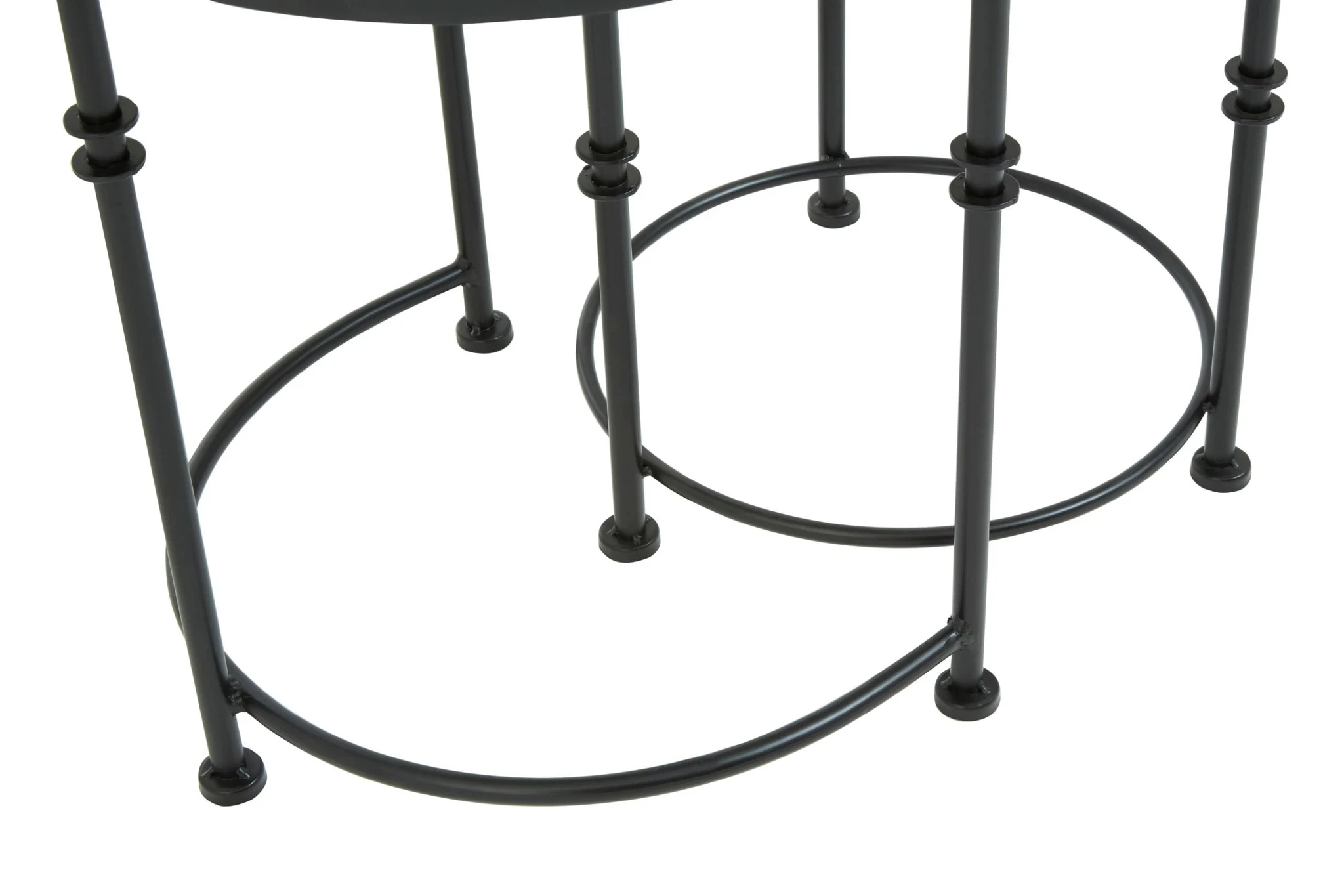 Arcana White Marble and Black Frame Set Of 2 Round Side Tables - Tables, photo 7 of 8