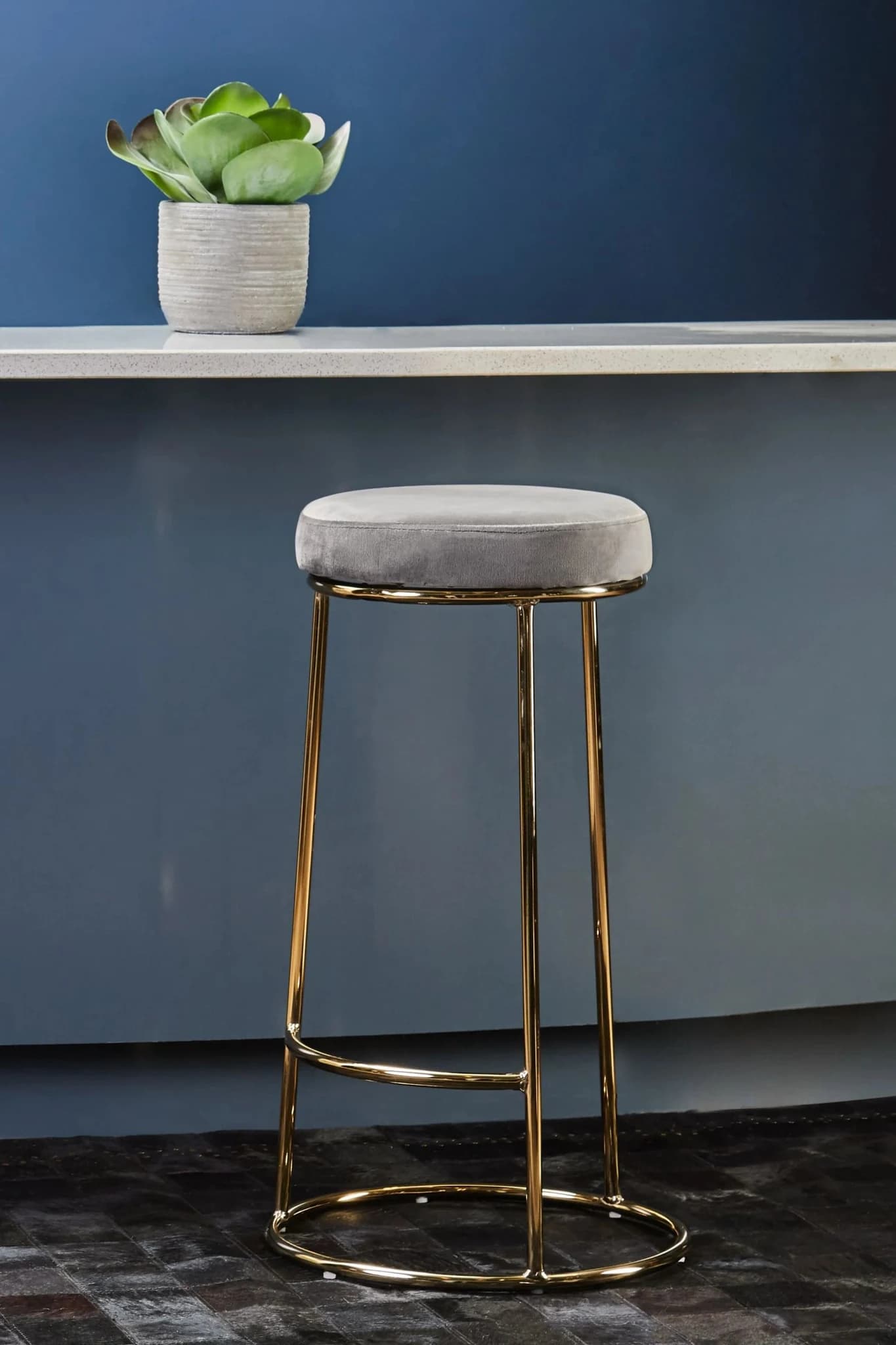 Manhattan Grey Velvet Tall Bar Stool - Seating, photo 2 of 7