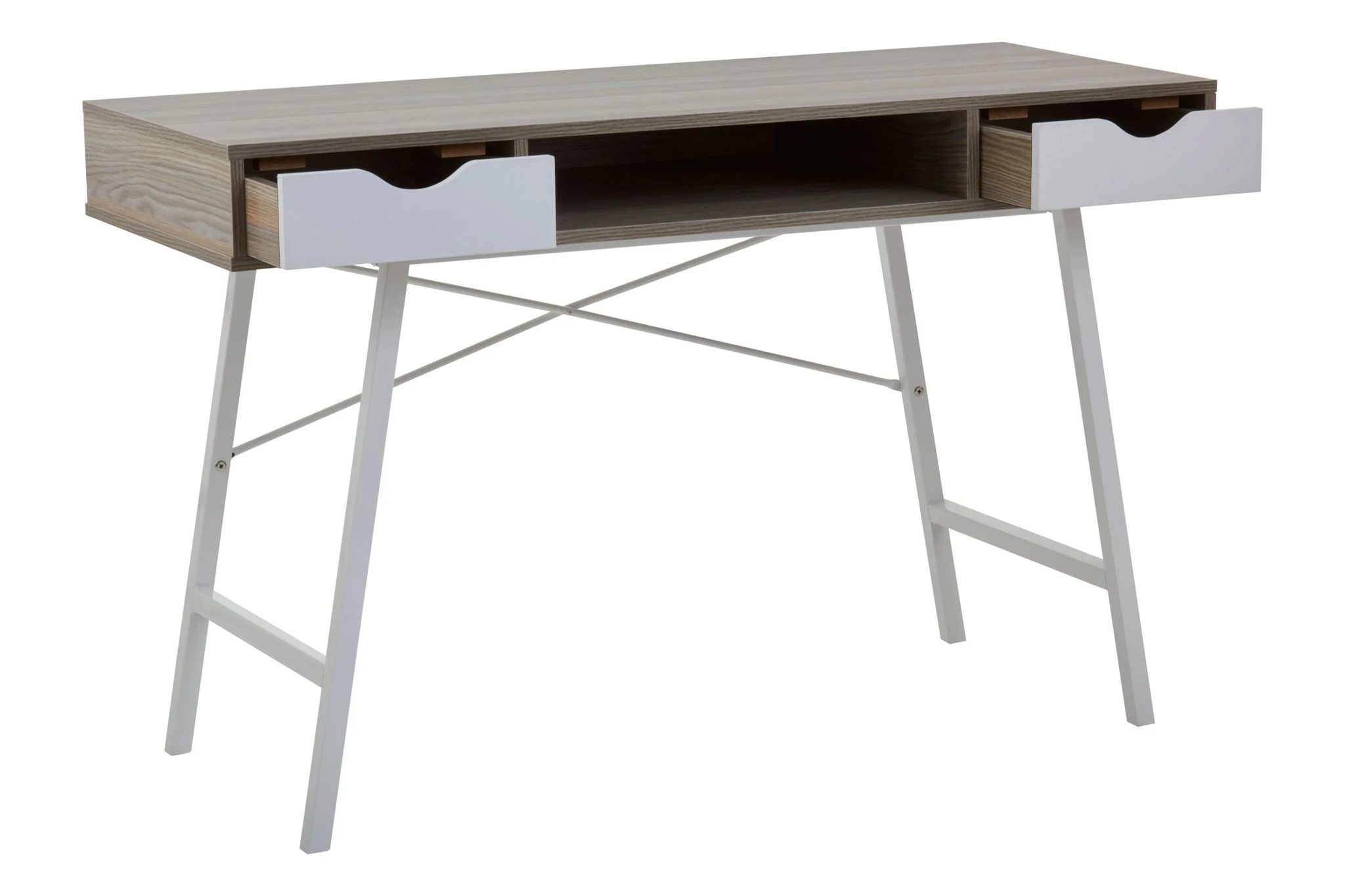 Bradbury Two Drawer Light Oak Veneer Desk - Tables, photo 5 of 8